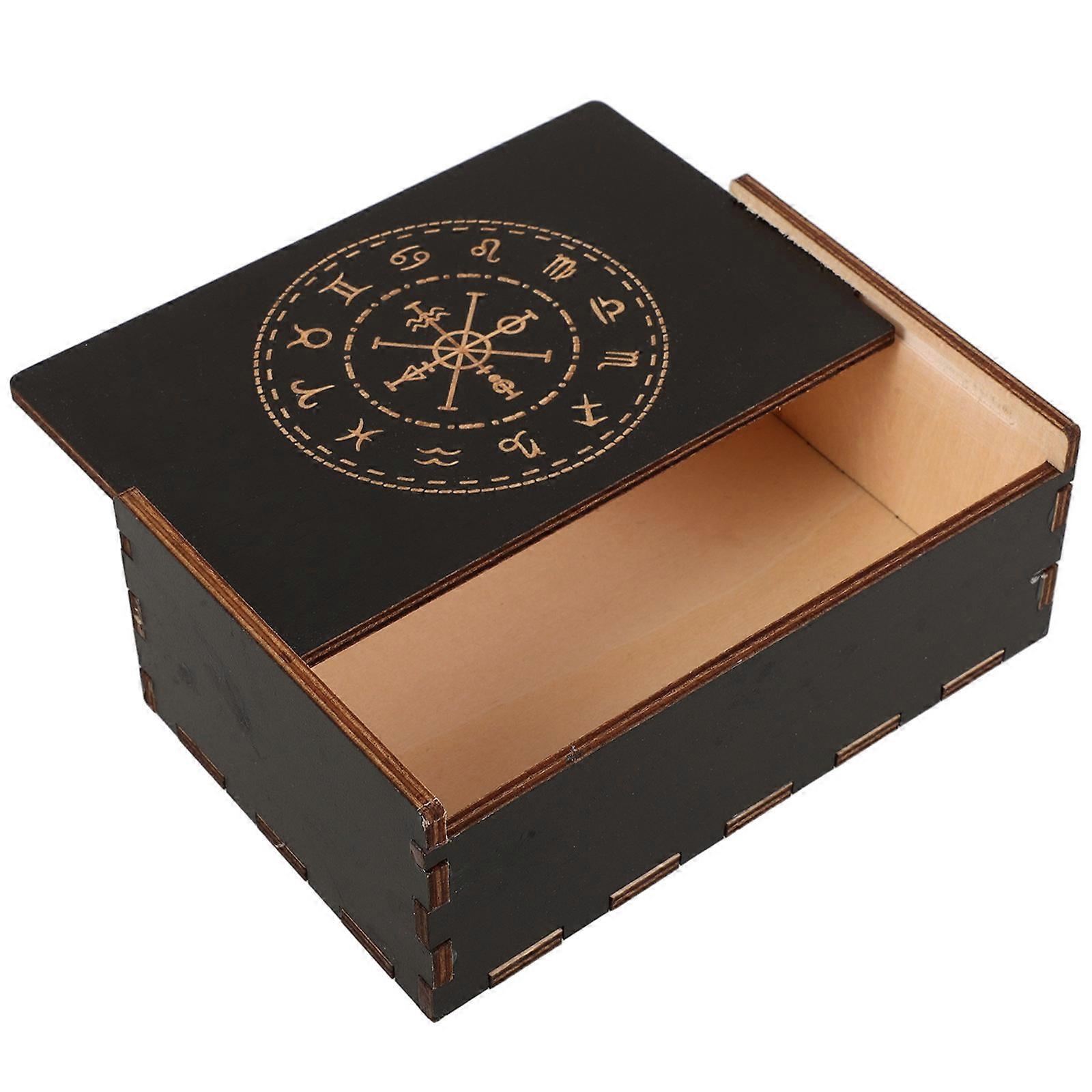 Wooden Box for with Delicate Appearance Black Easy to Carry and Store at Home