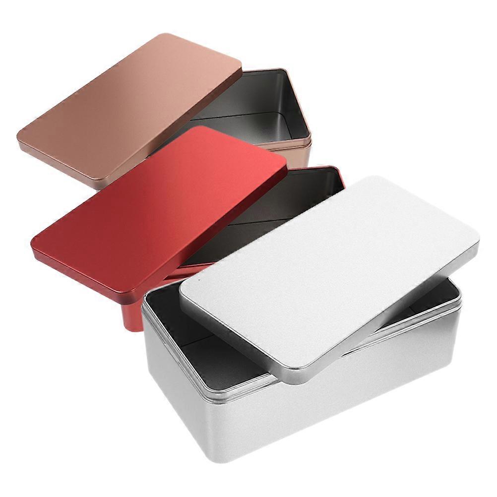 3pcs Rectangular Tin Canisters Small Tea Leaf Storage Containers Portable Candies Organizer Home Office Storage Box
