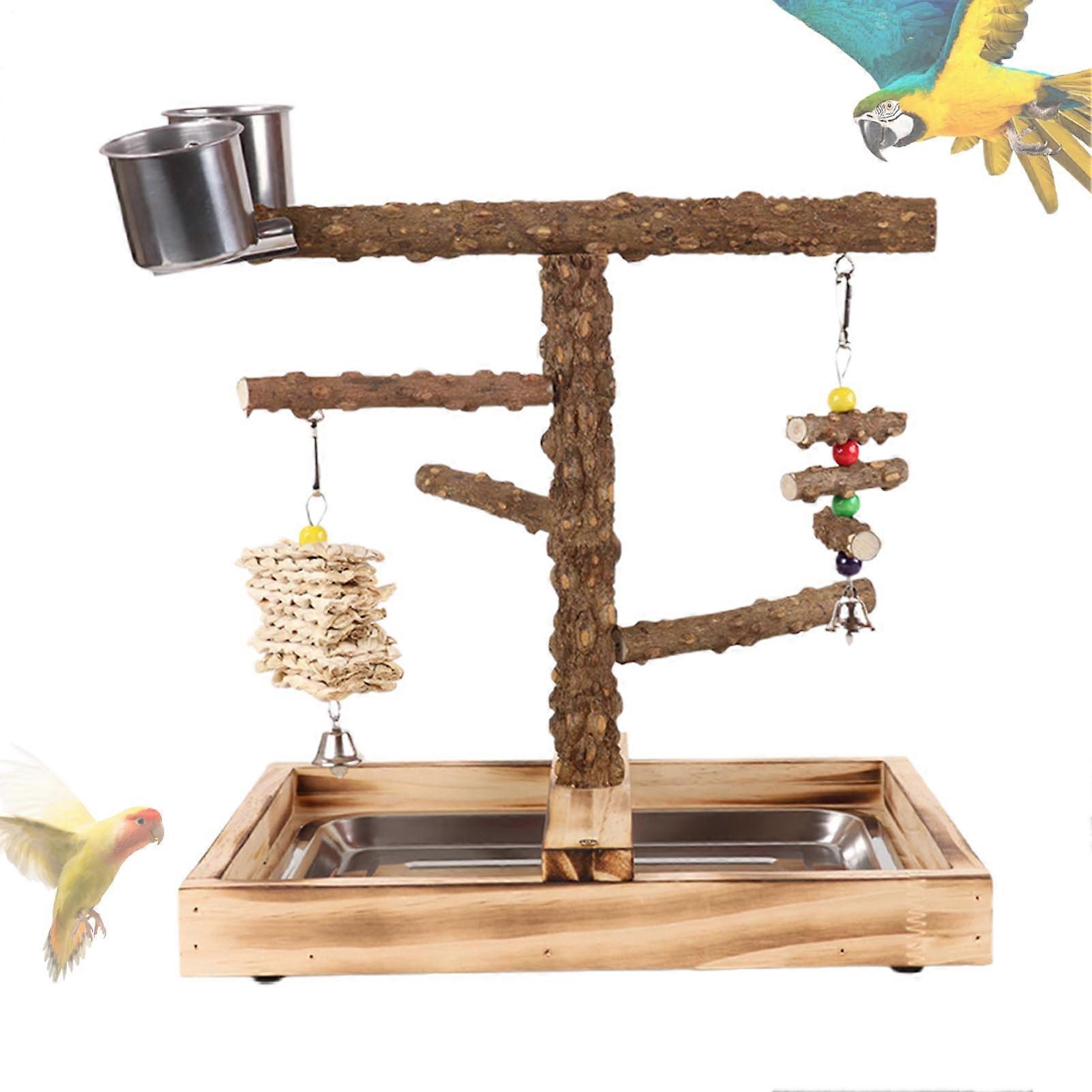 Bird Playground Parrot Stand With Feeding Containers For Budgies And Other Birds Portable Toy For Parakeets Cockatiels