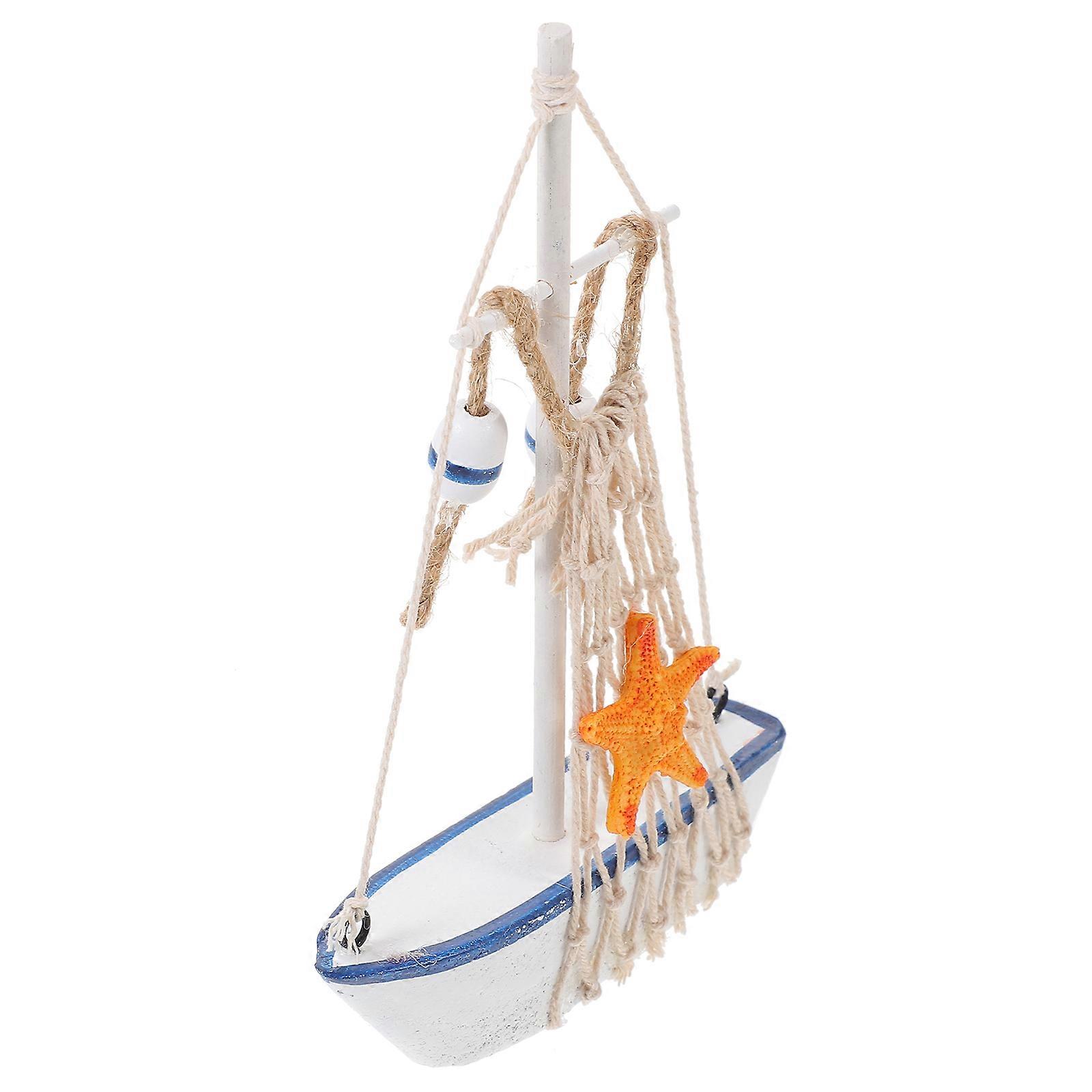 Mediterranean Style Sailboat Model Decor for Event and Friends Gathering Multi Wood 1Pack