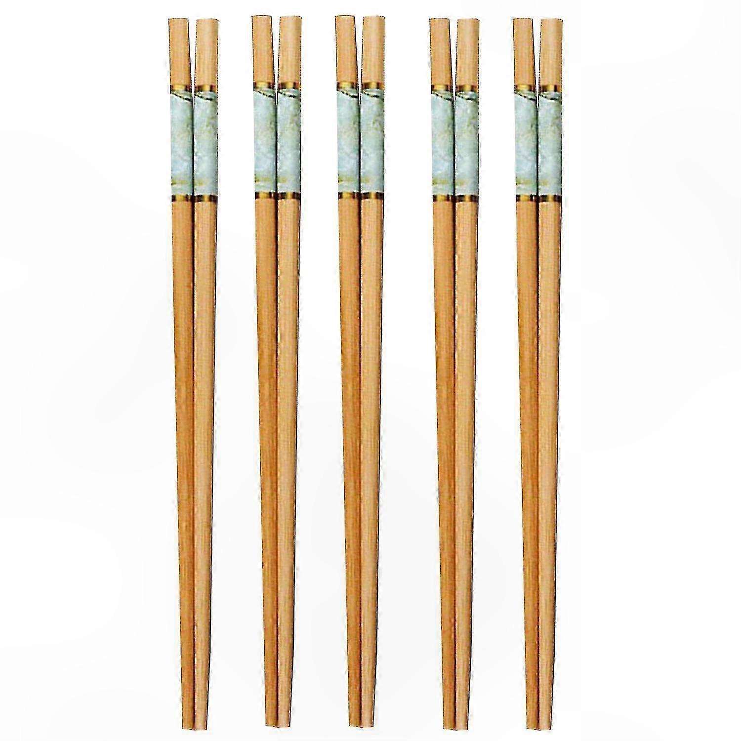 Bamboo Chopsticks Set of 5 Pairs, Non-Slip and Heat-Resistant for Dining and Cooking Use
