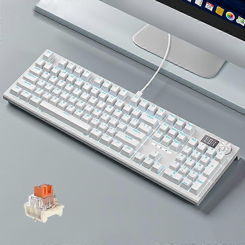 LANGTU Keyboard Wired Single Mode Gold Axis (White)