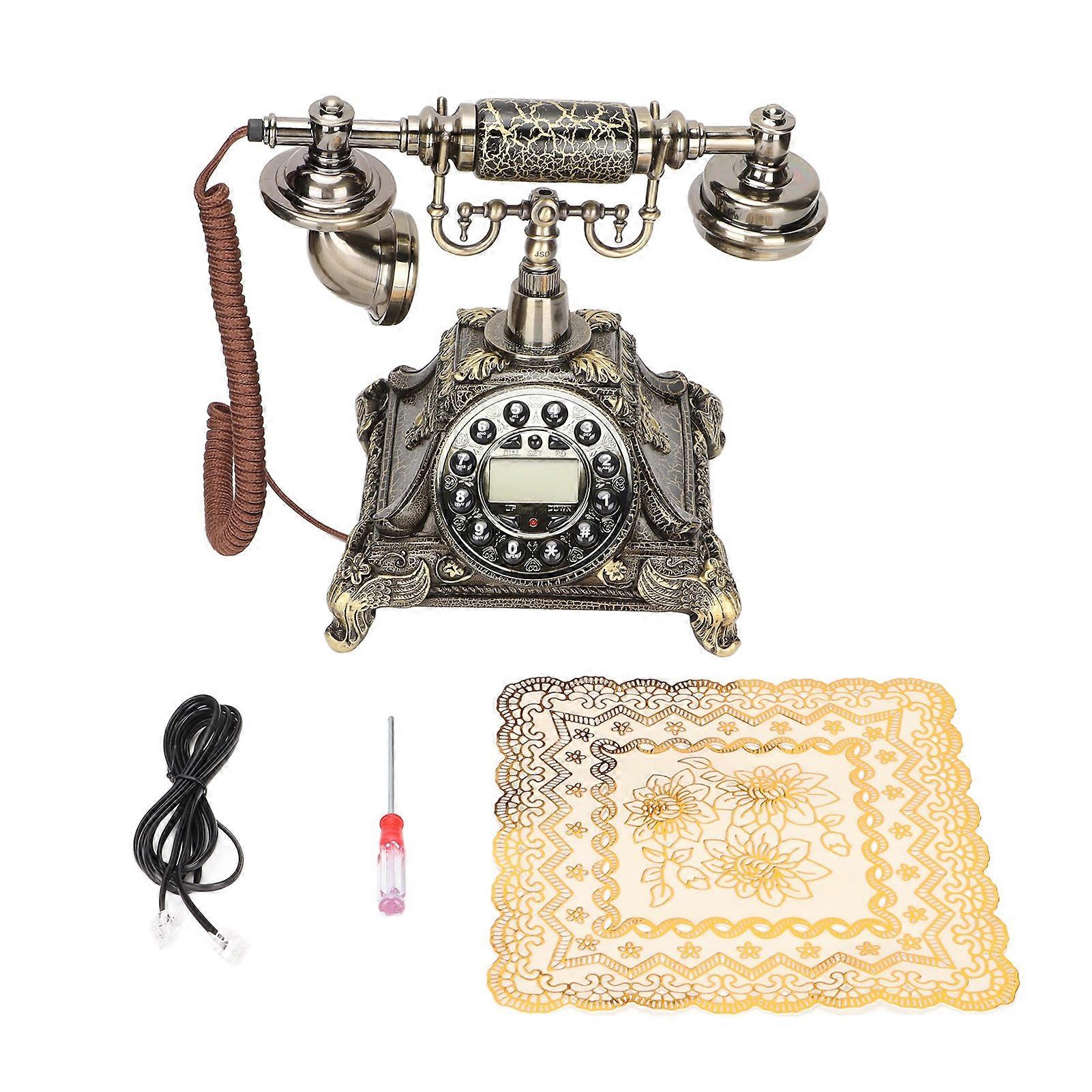 Vintage Push Button Corded Landline Telephone with Hands-Free for Home, Office, Cafe