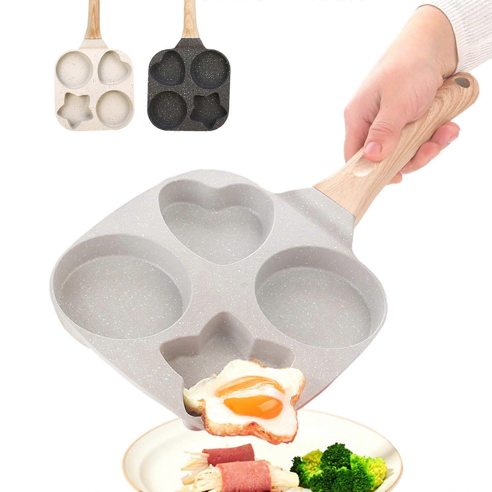 4 Hole Omelet Small Frying Pan Nonstick Egg Pan For Gas-Induction Hangable Pan With Comfortable Handle Dorms Camping