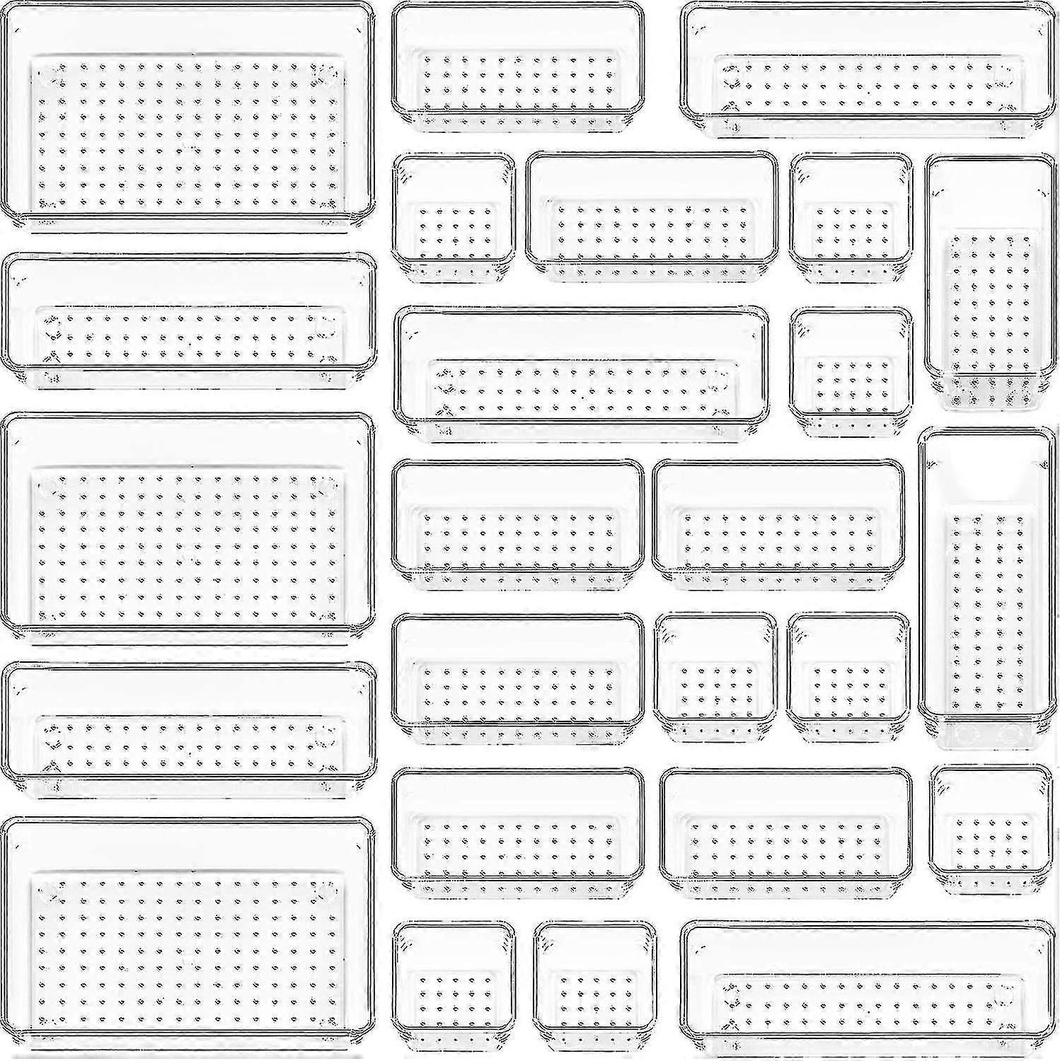 Clear Plastic Drawer Organizers Set for Bathroom and Vanity