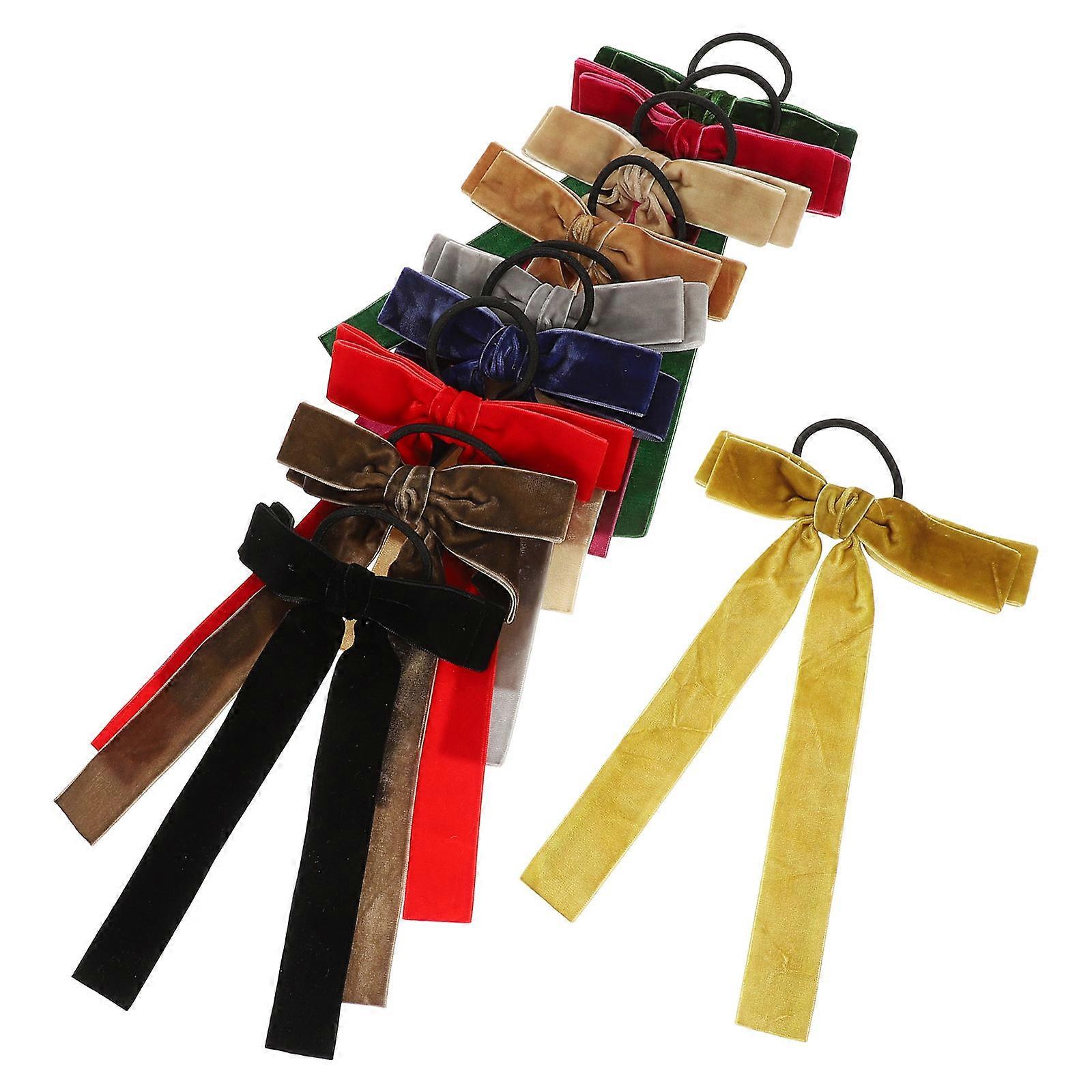 10PCS Bow Hair Ties Stylish Elastic Ponytail Holders for All Hair Types Decorative & Practical Accessories for Teens and Young Women