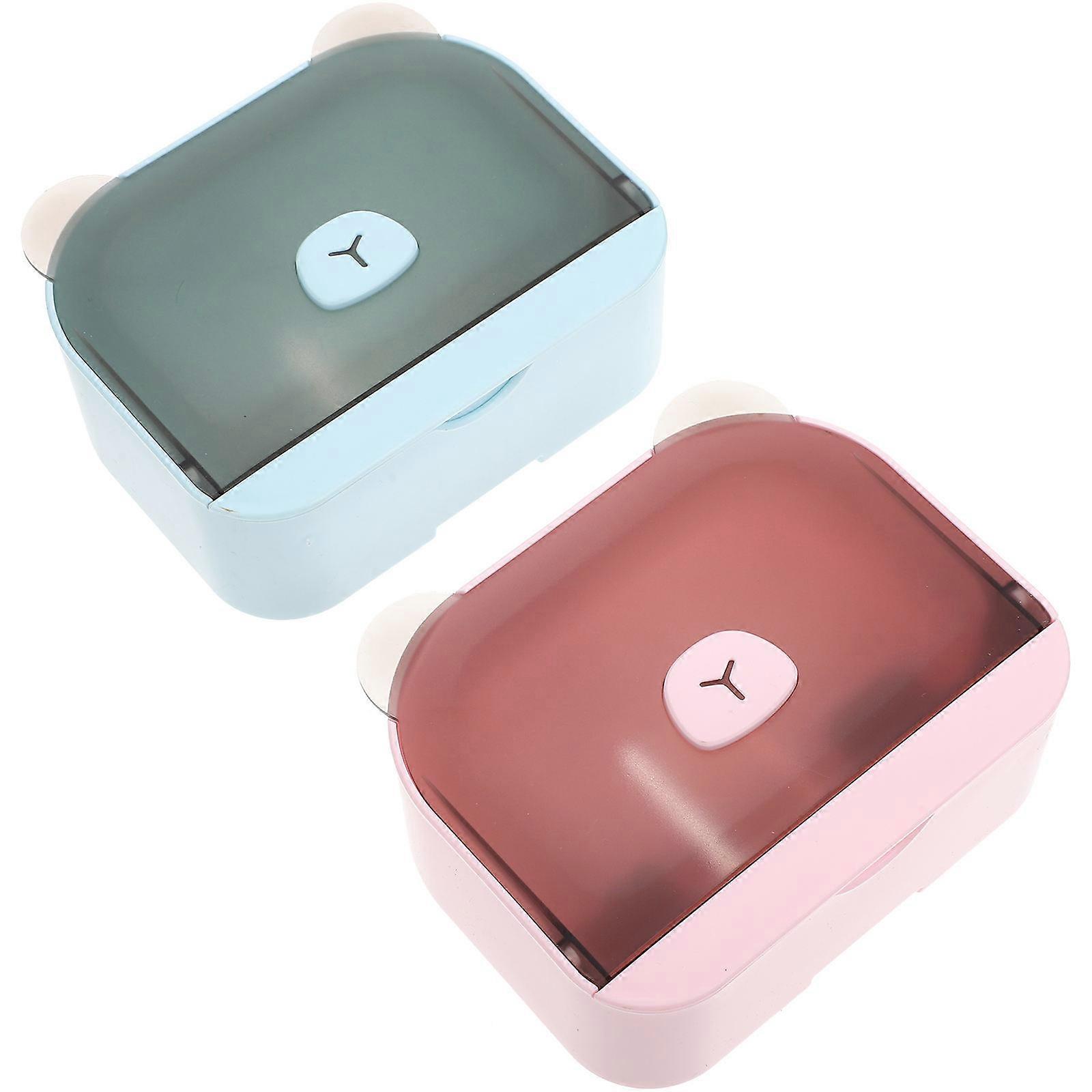 1 Set Cartoon Bear Soap Container with Draining Holes Soap Case