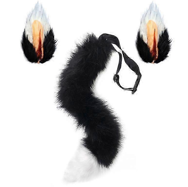 Faux Fur Fox Tail and Clip Ears Kit for Halloween Party