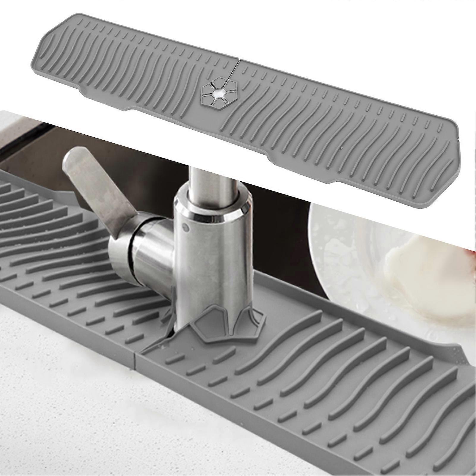 29.92in Silicone Kitchen Sink Splash Guard Drip Catcher Tray Gray