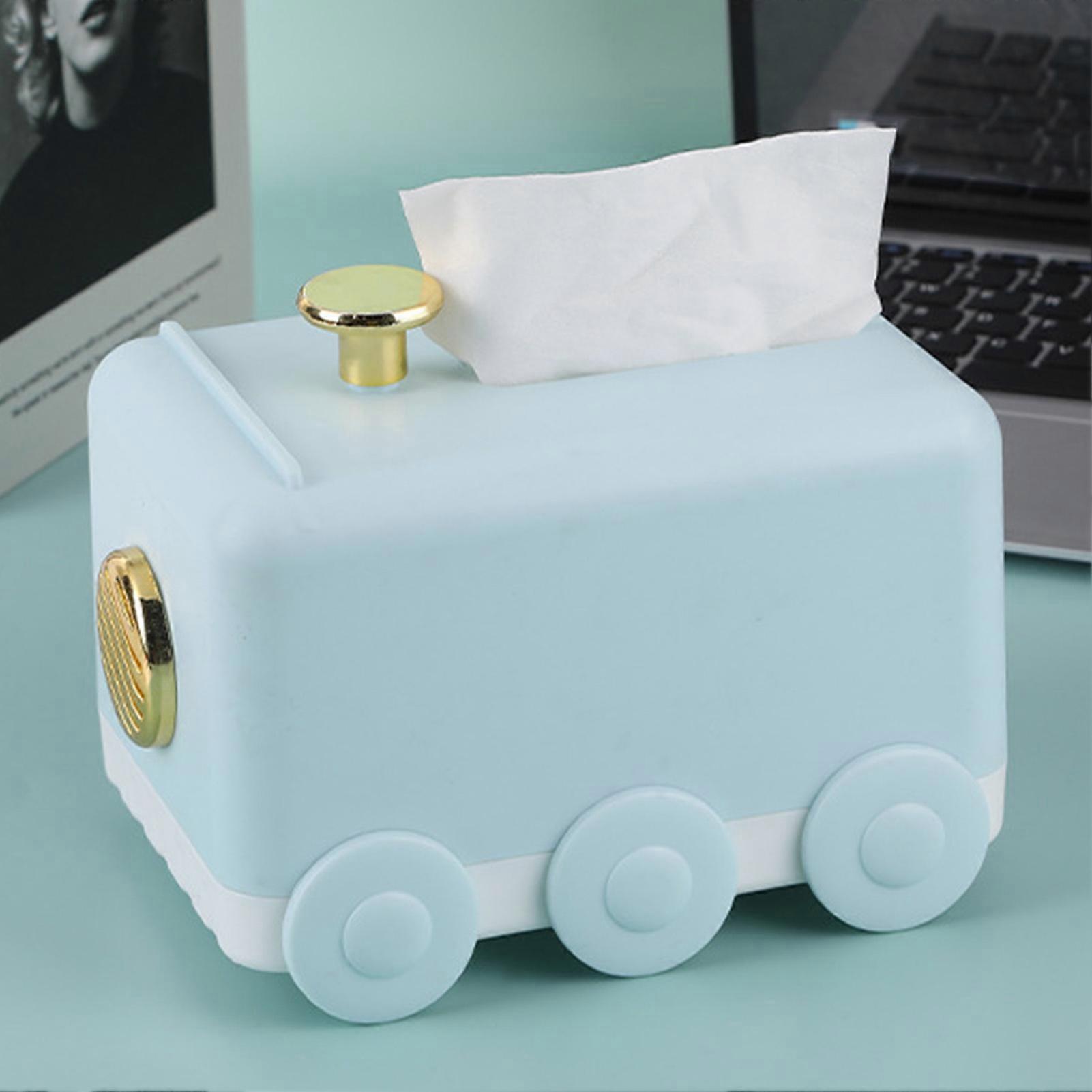 Blue Train Shaped Tissue Paper Dispenser Box 18.3x13.3x14.5cm