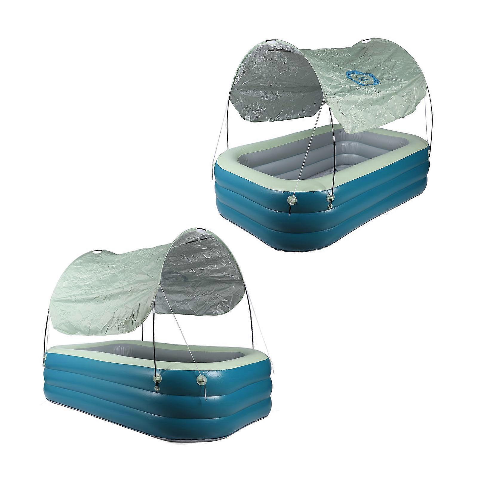 Inflatable 2.1m PVC Kids Pool with Canopy Slide Backyard Green