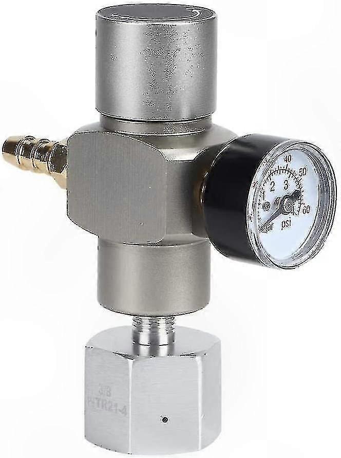 Mini CO2 Regulator with Gauge and Adapter for Soda Makers, 3/8in to TR21.4 Connection, 2-in-1 Gas Pressure Control Solution