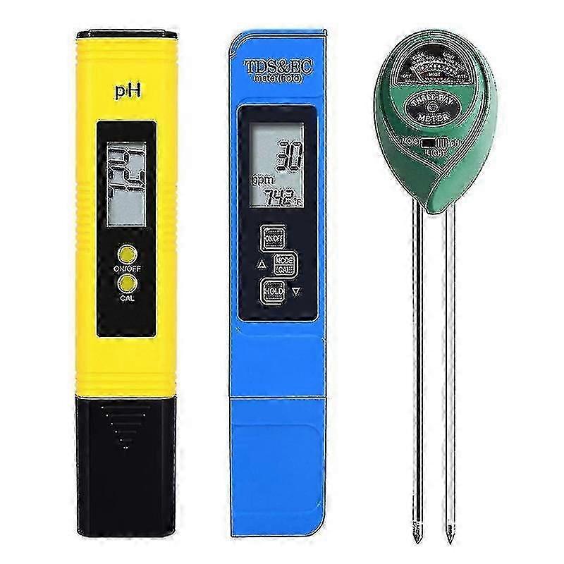 Digital 3-in-1 Soil pH Tester with pH or TDS or EC Meter - Essential Garden, Farm and Indoor Plant Test Kit