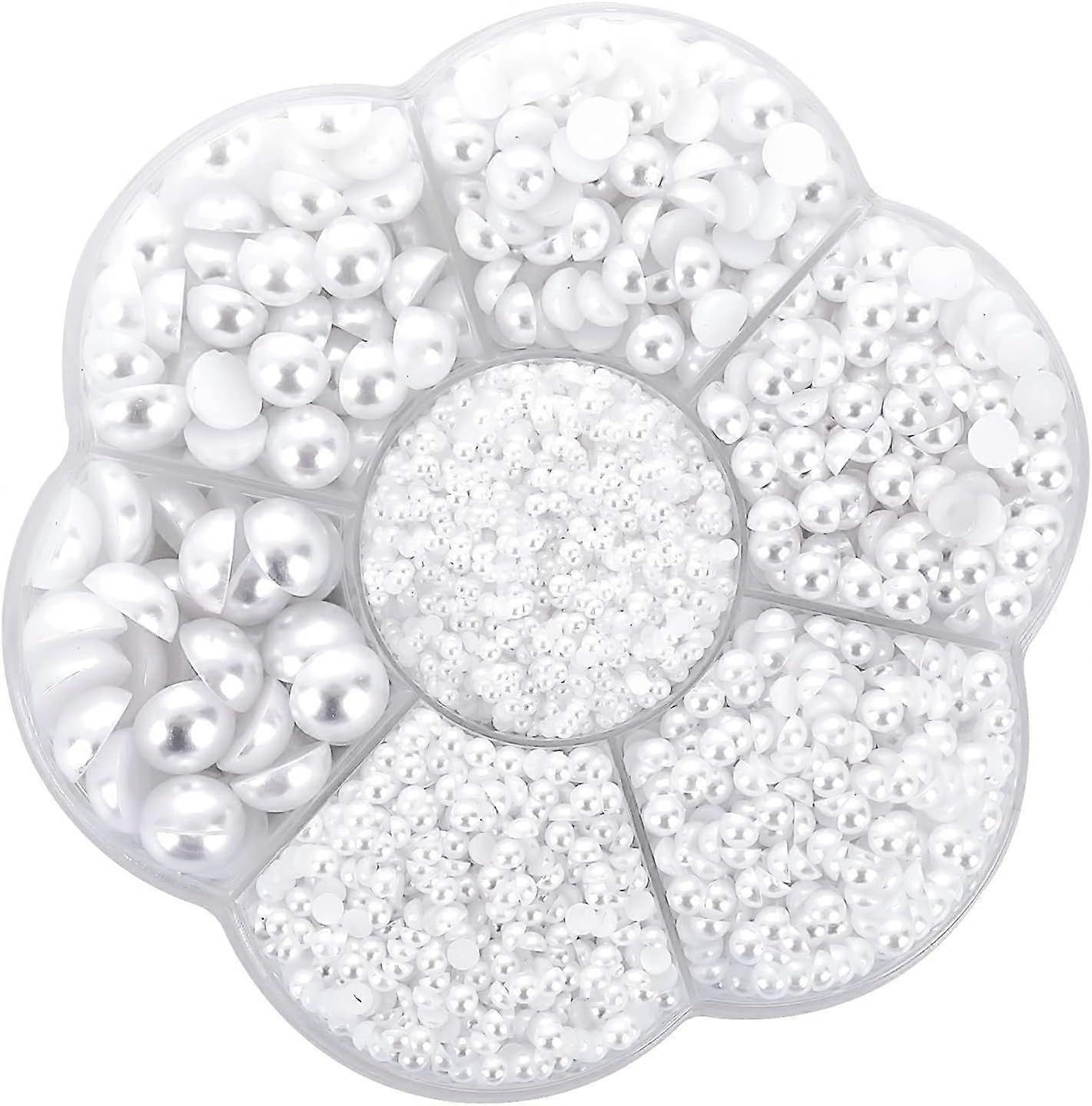 5600 pieces half-round beads white flat back bead for crafting necklaces