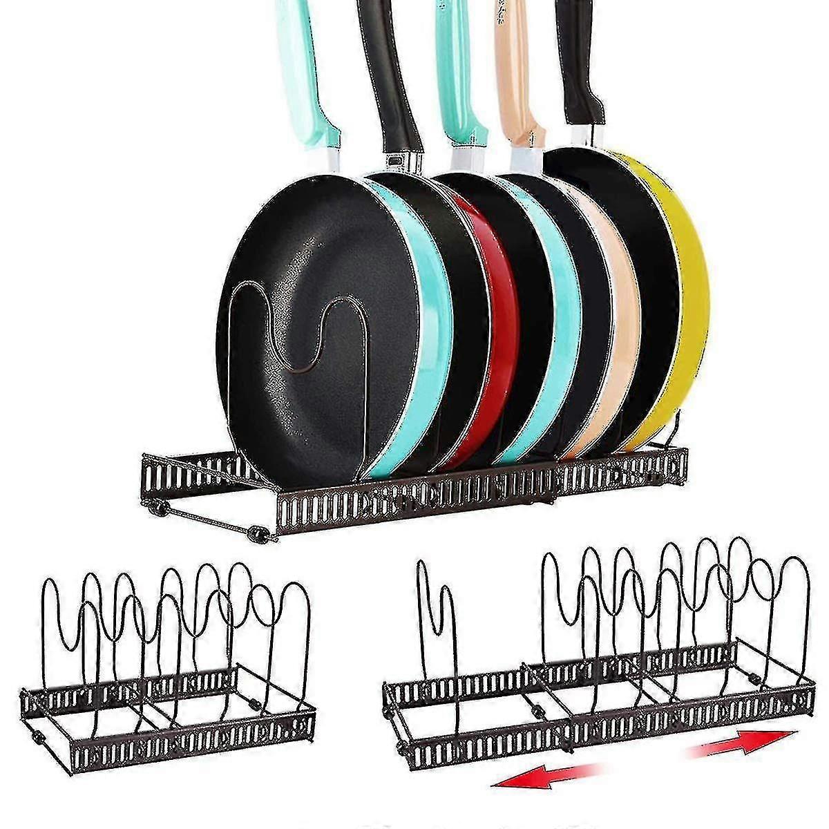 Adjustable Pot And Pan Rack, Bandan Lid Organizer Expandable Metal Pot Stand Versatile Kitchen Stora
