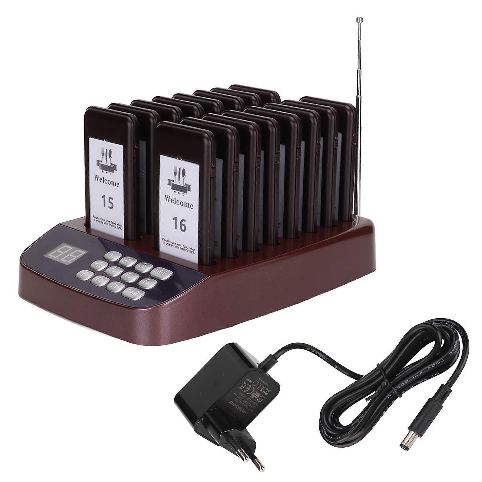 Wireless Waterproof Pager System with 16 Receivers for Restaurants, Cafes, and Clinics