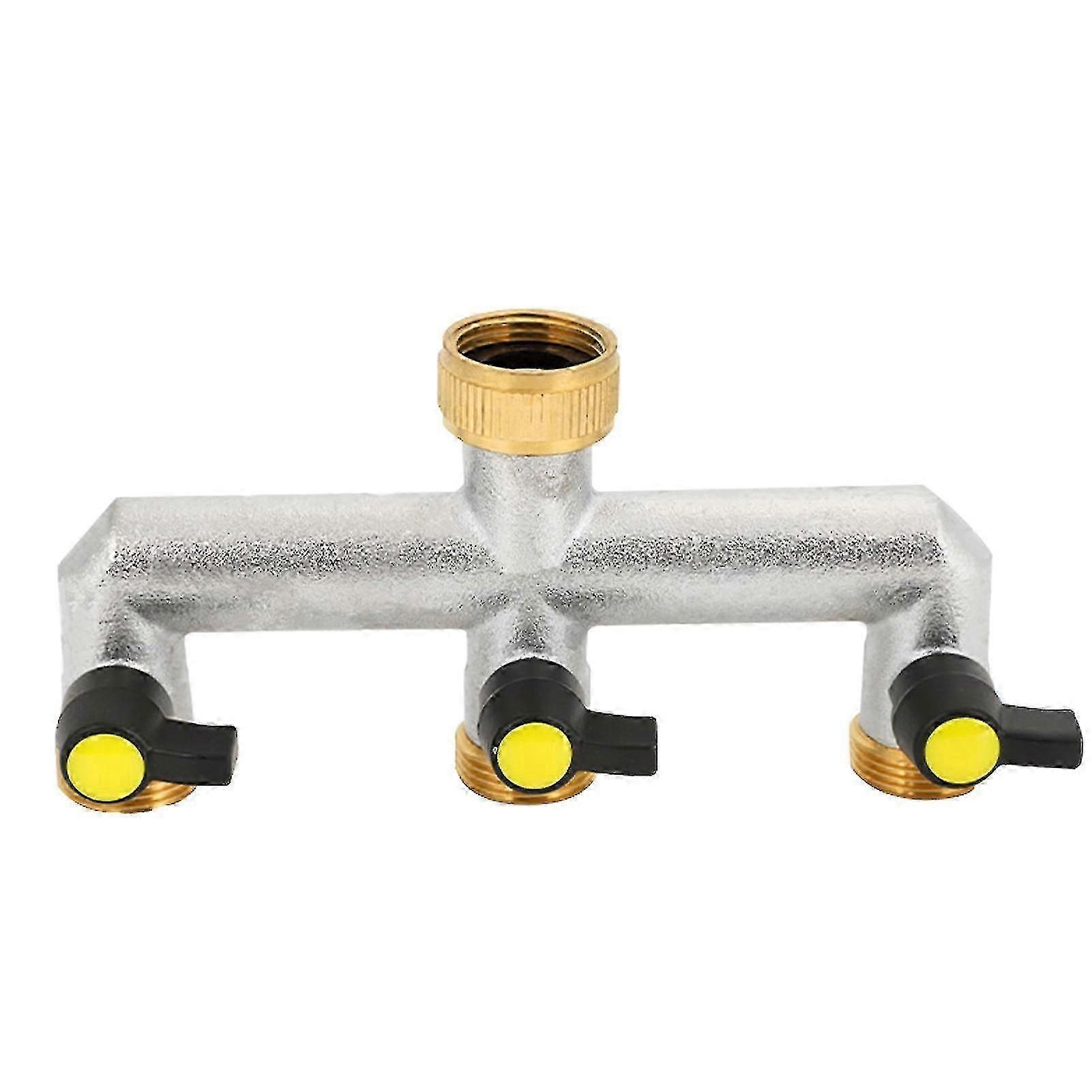 موزع مياه الصنبور ثلاثي الاتجاهات ، موزع توصيل مياه نحاسي 3/4 بوصة مع صنابير إغلاق فردية -GSL