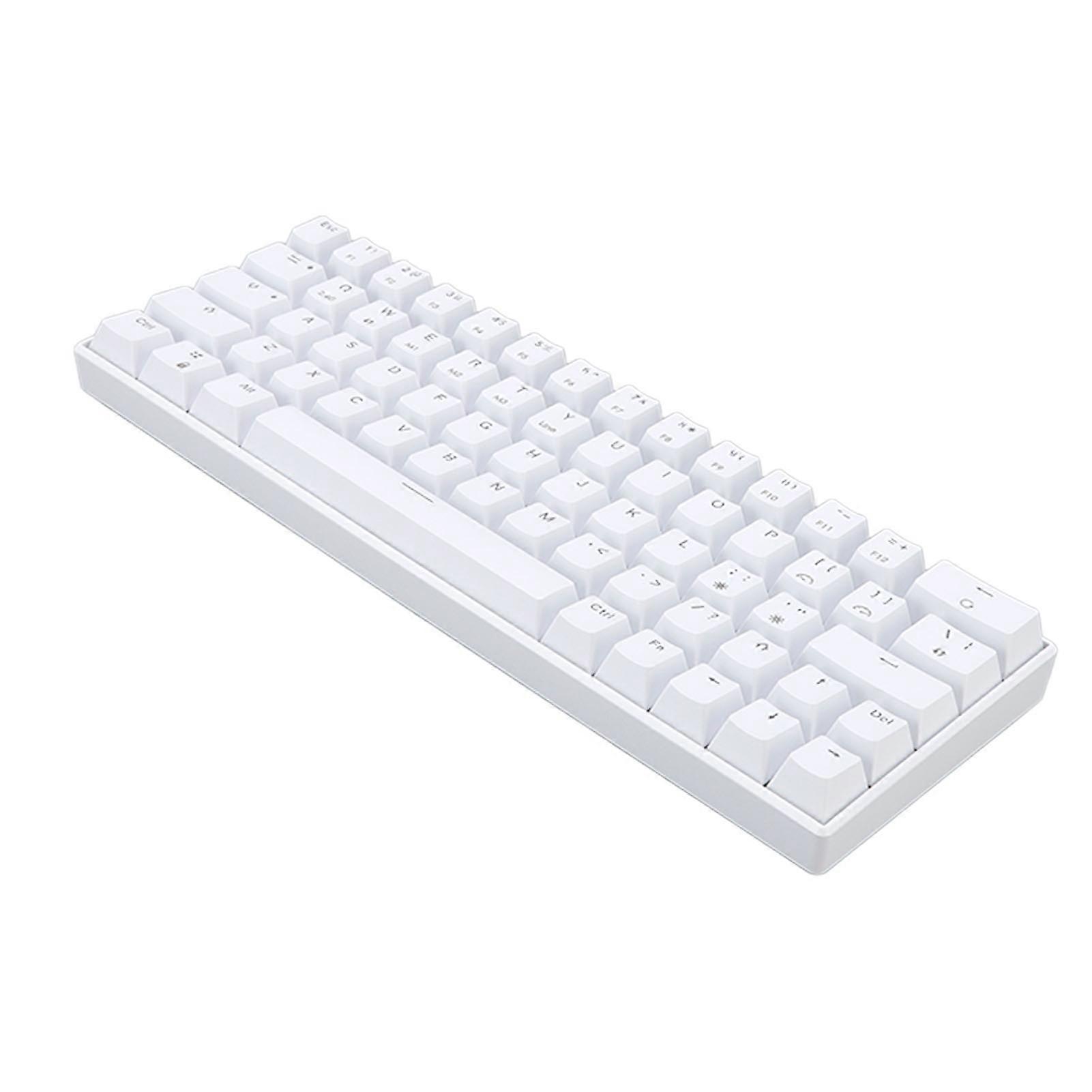 Mechanical Keyboard 64 Keys Wireless 2.4G BT3.0 5.0 Type C Wired Connection Ergonomic Design White Keyboard Red Switch 