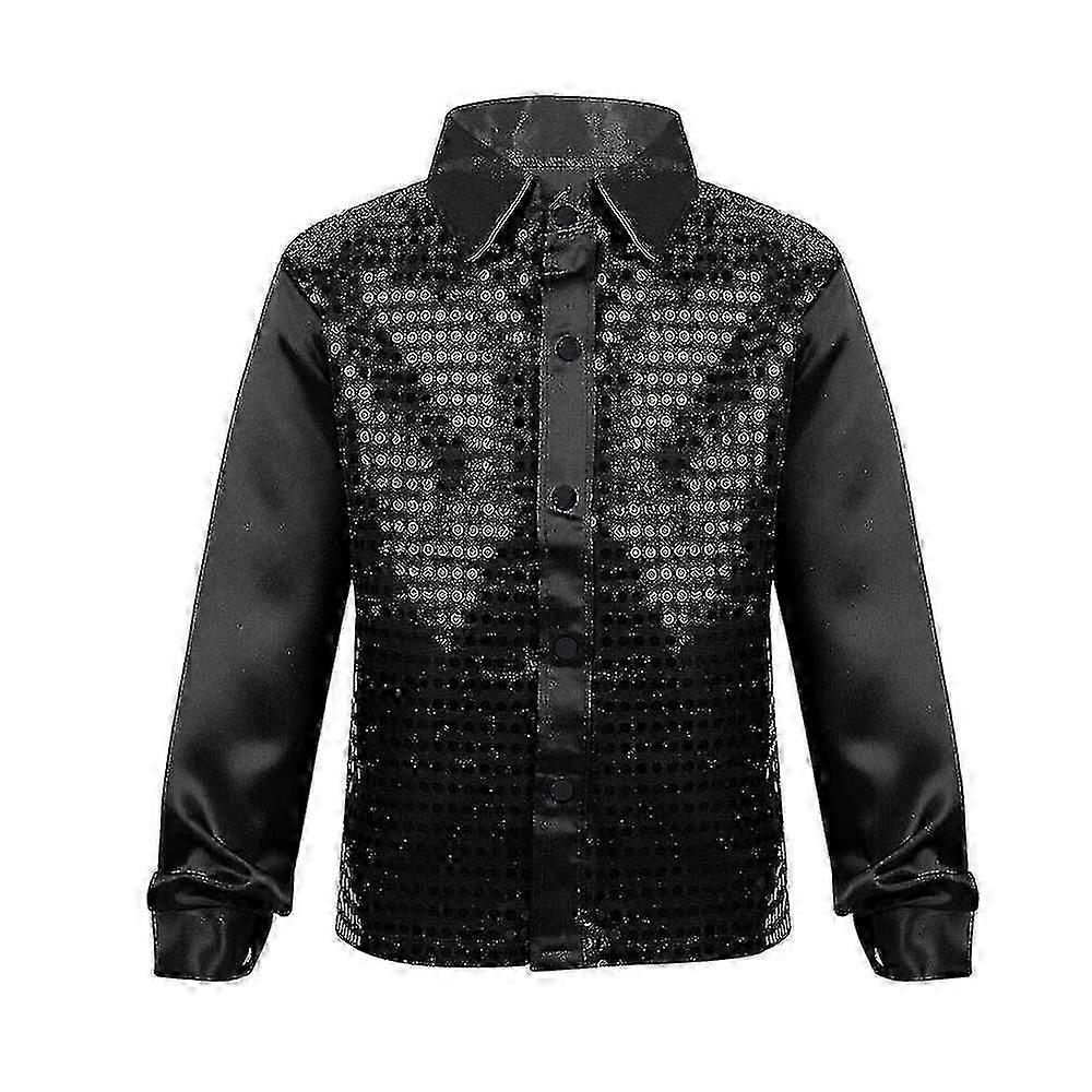 Gutter Button Down Skjorter Disco Hip-hop Jazz Dans Topper Paljetter Show Dancewearl