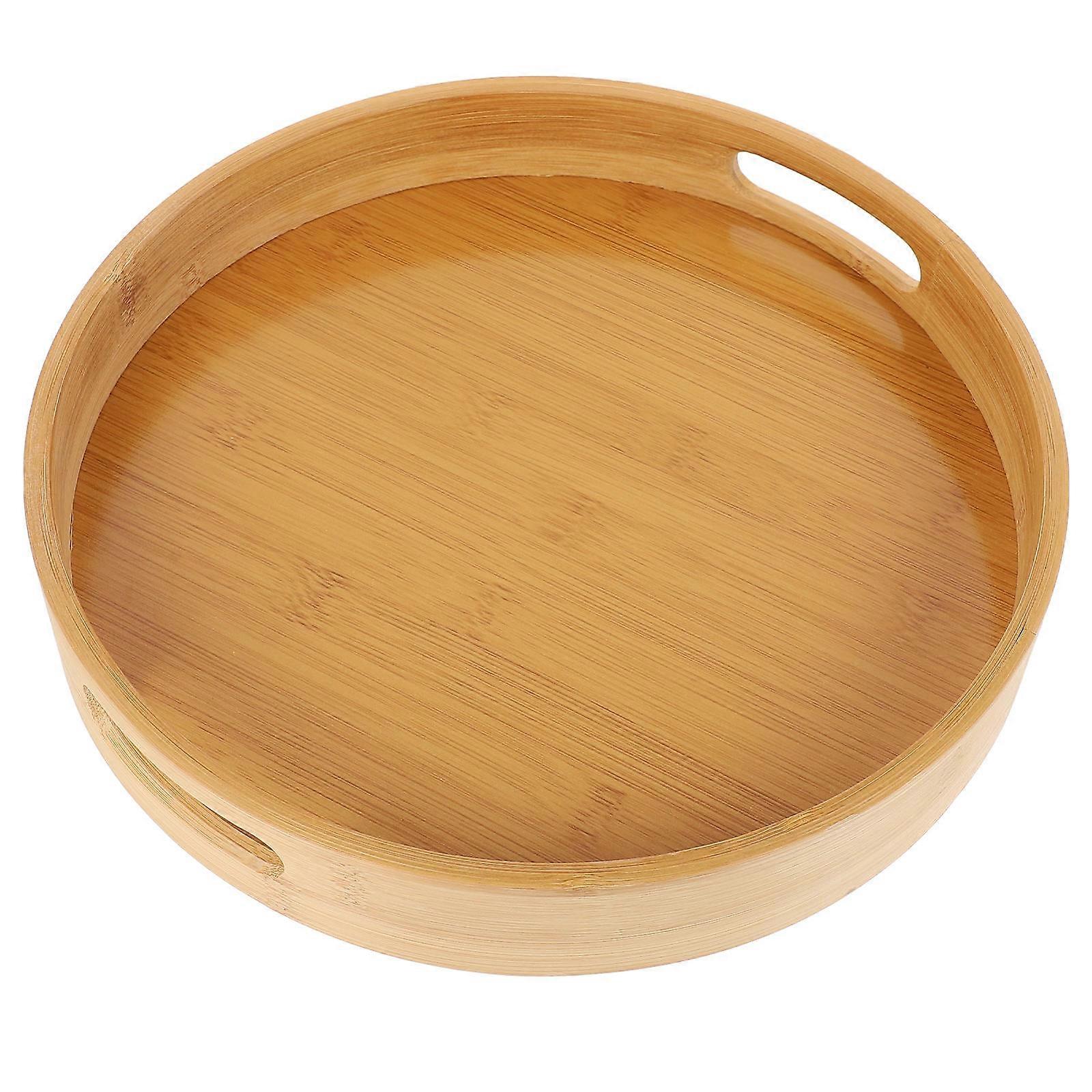 Food Serving Bamboo Tray for Storage Practical 1Pcs Khaki Tone
