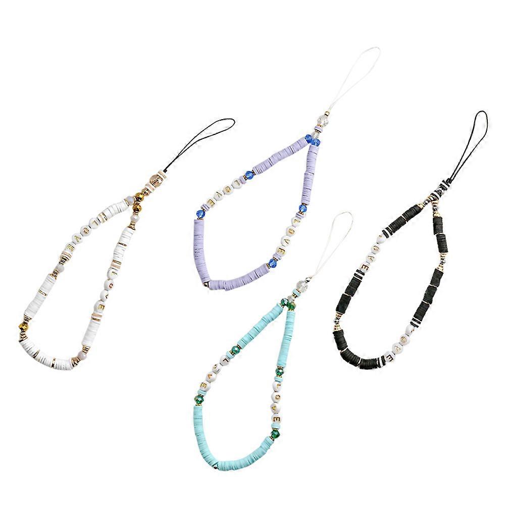 Polymer Clay Beaded Phone Chain with Anti-Lost Function 8Pcs Set