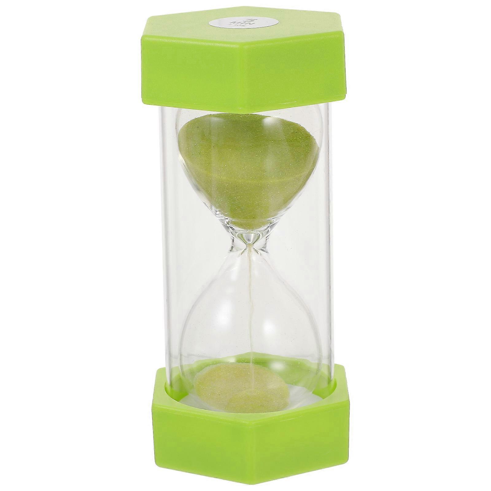 Kids Multi-Use Sand Timer Hourglass Learning Mealtime Light Green Glass 5-Minute Countdown 1Pack