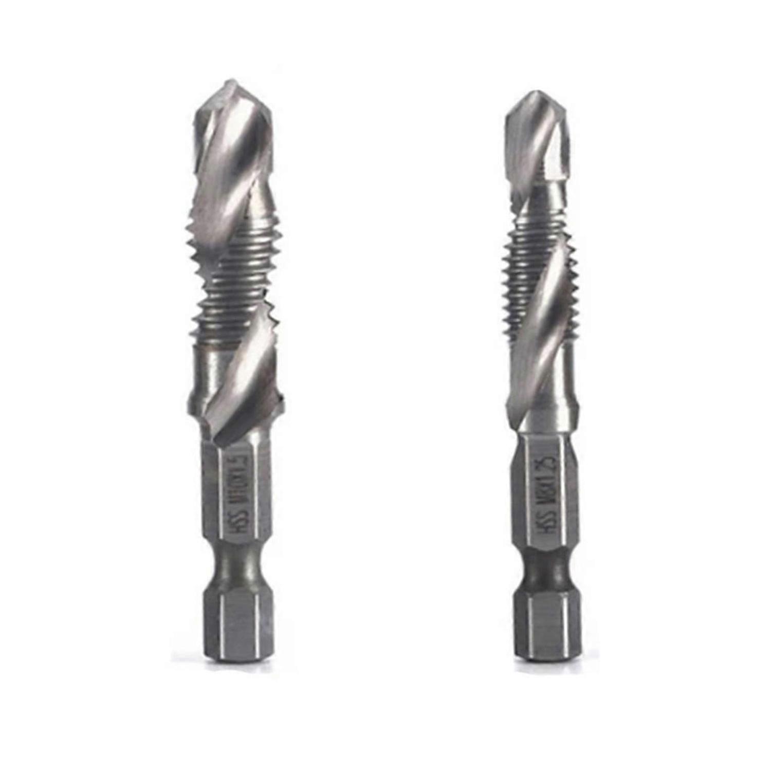 2Pcs M8+M10 High-speed Steel 4341 Titanium Plated Composite Tap Drill