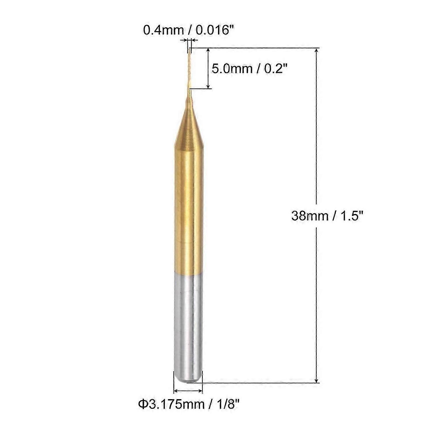 10PCS Titanium Coat Carbide For PCB Machine, 1/8 Inch Shank 0.4Mm