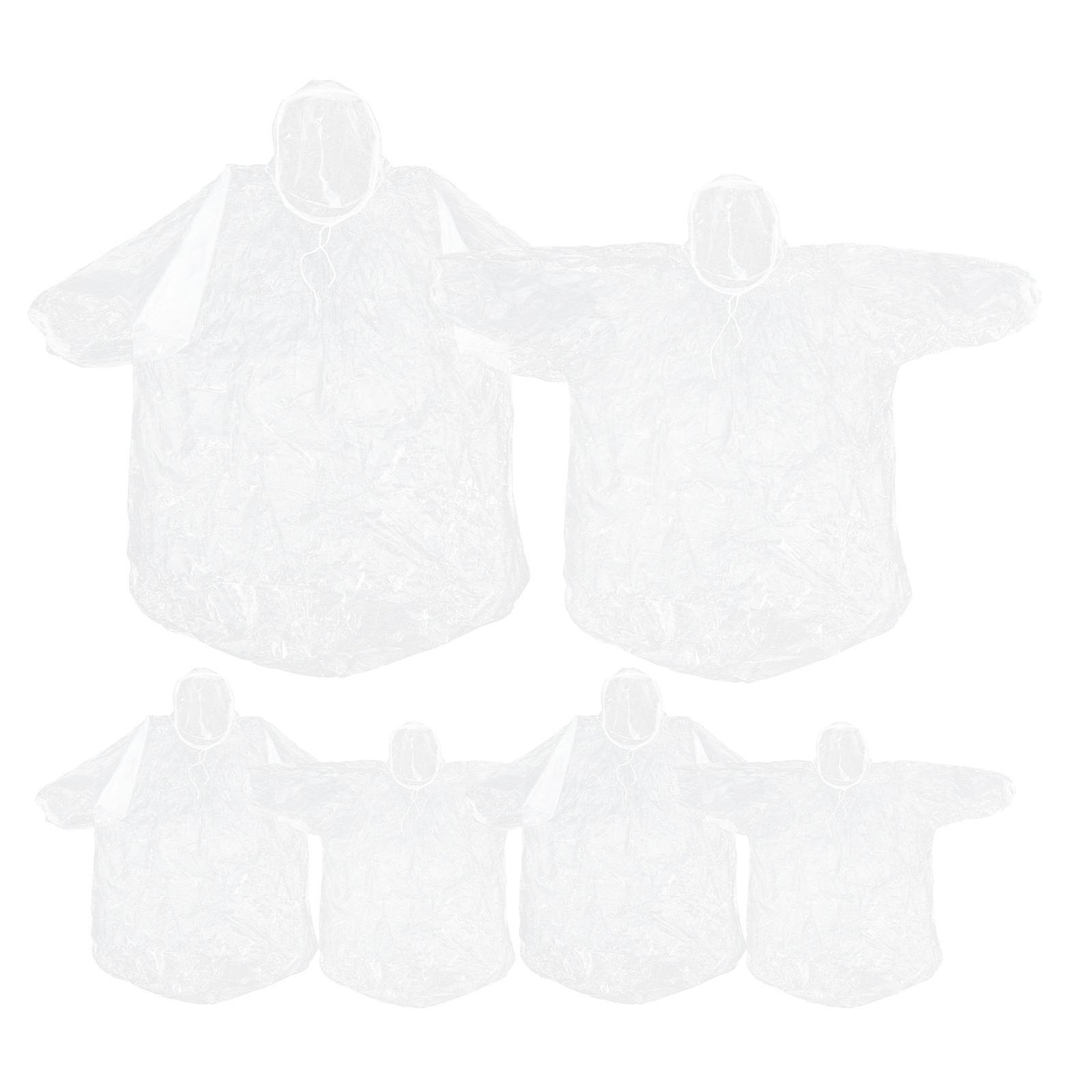 Waterproof Disposable Poncho Set For Outdoor Activities With Drawstring Hood 6Pcs Transparent Rainwear