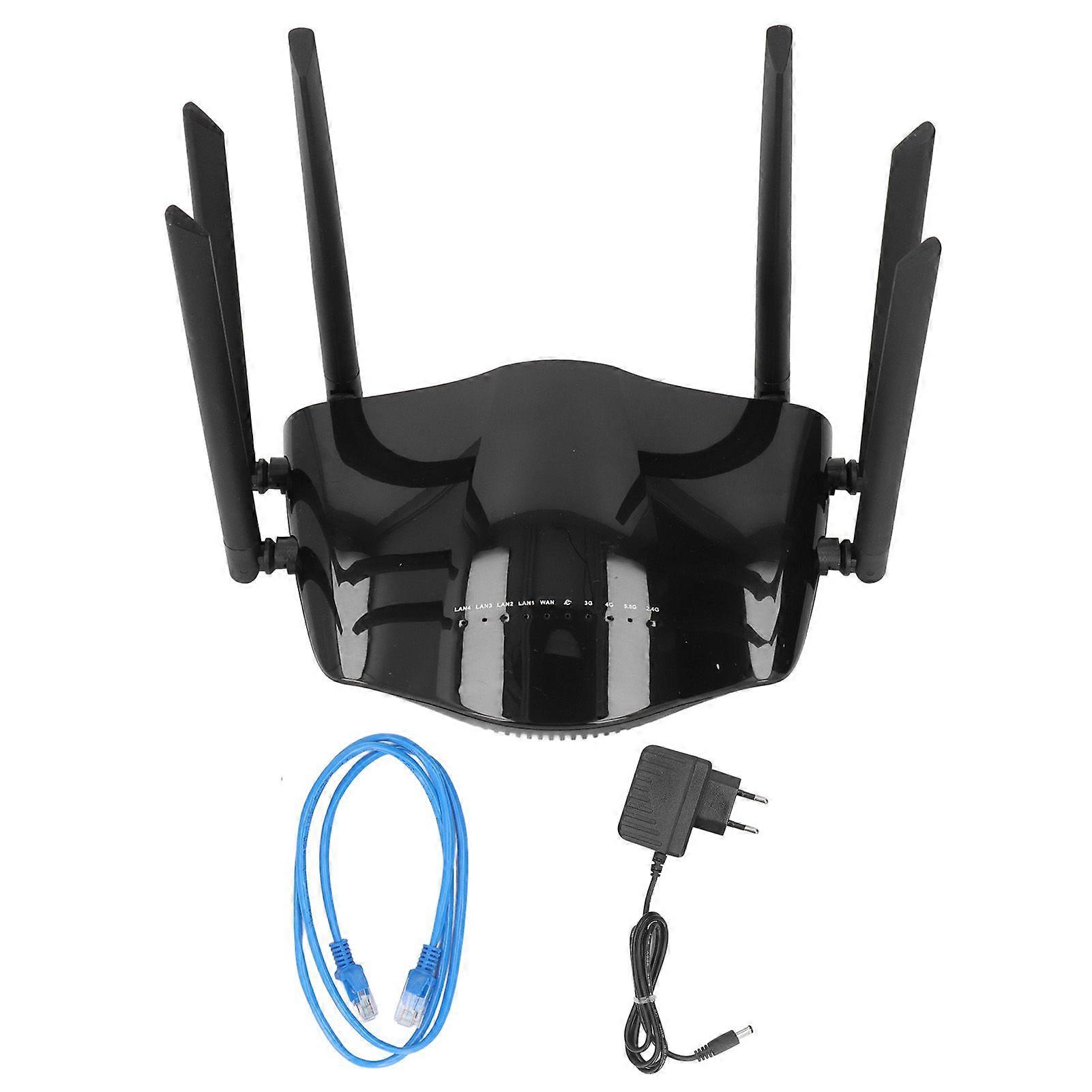 4G LTE WiFi Router 6 Antennas 2.4GHz 5GHz Dual Band WiFi Gigabit 4G Cellular Router with SIM Card Slot 100240V EU Plug