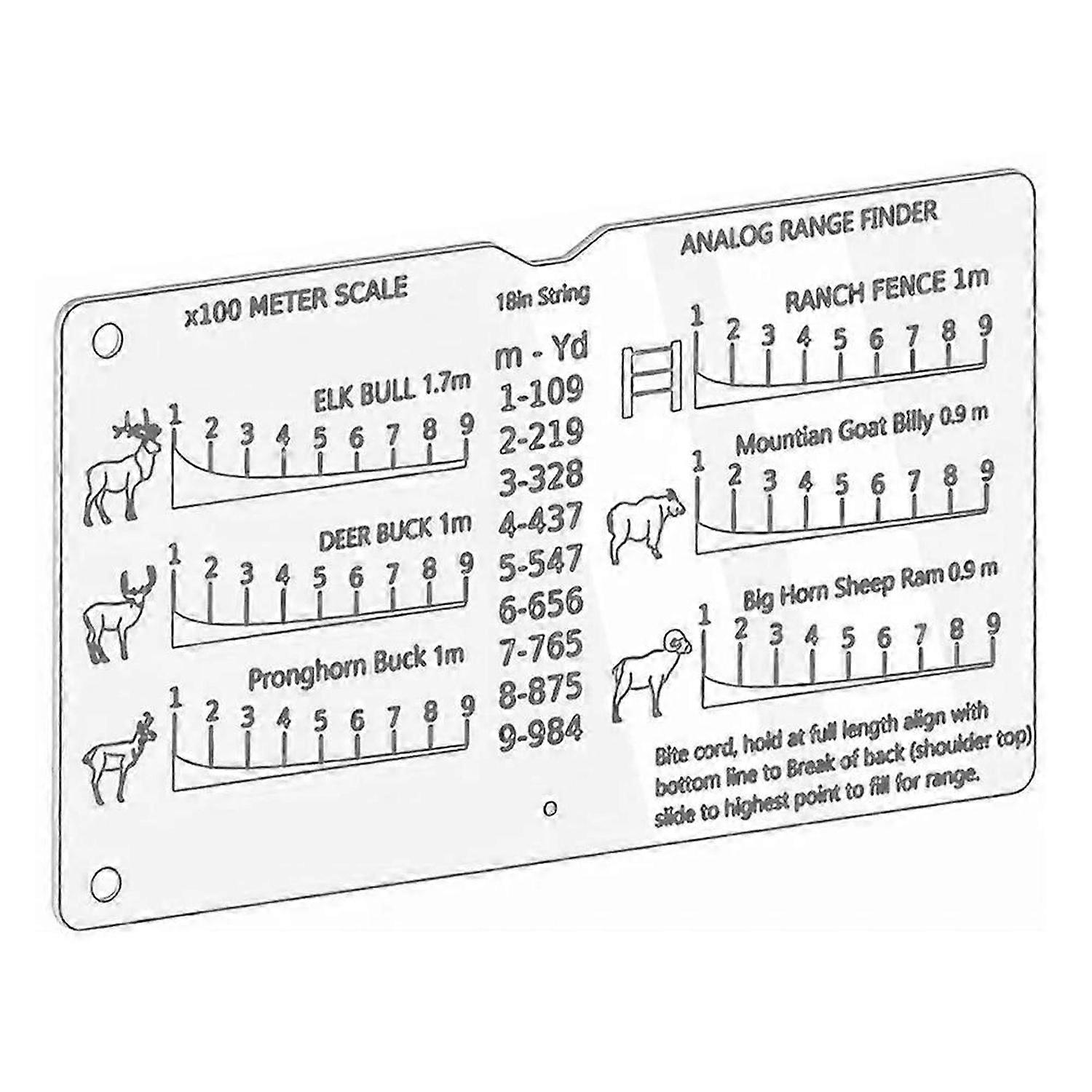 Clear Hunt-R Card Range Measurement Slide Ruler Tool for Outdoor Huntings