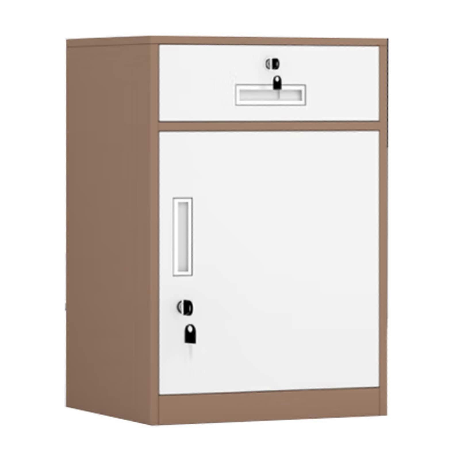 Filing Cabinet Lockable Metal Under Desk File Cabinet 1 Drawer 1 Door For Legal Letter A4 Files Coffee Brown One Size