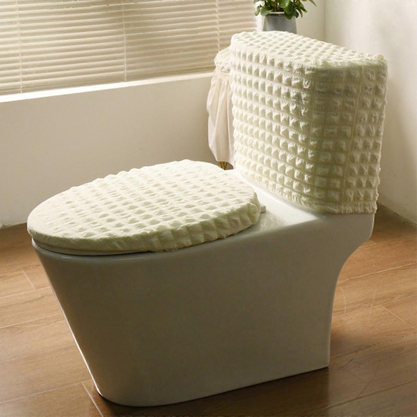 RFUGUG 2-Piece Toilet Seat Cover Set - Soft, Comfortable, Easy to Install & Wash, Fits Most Standard Toilets, Durable Fabric with Elastic Edges