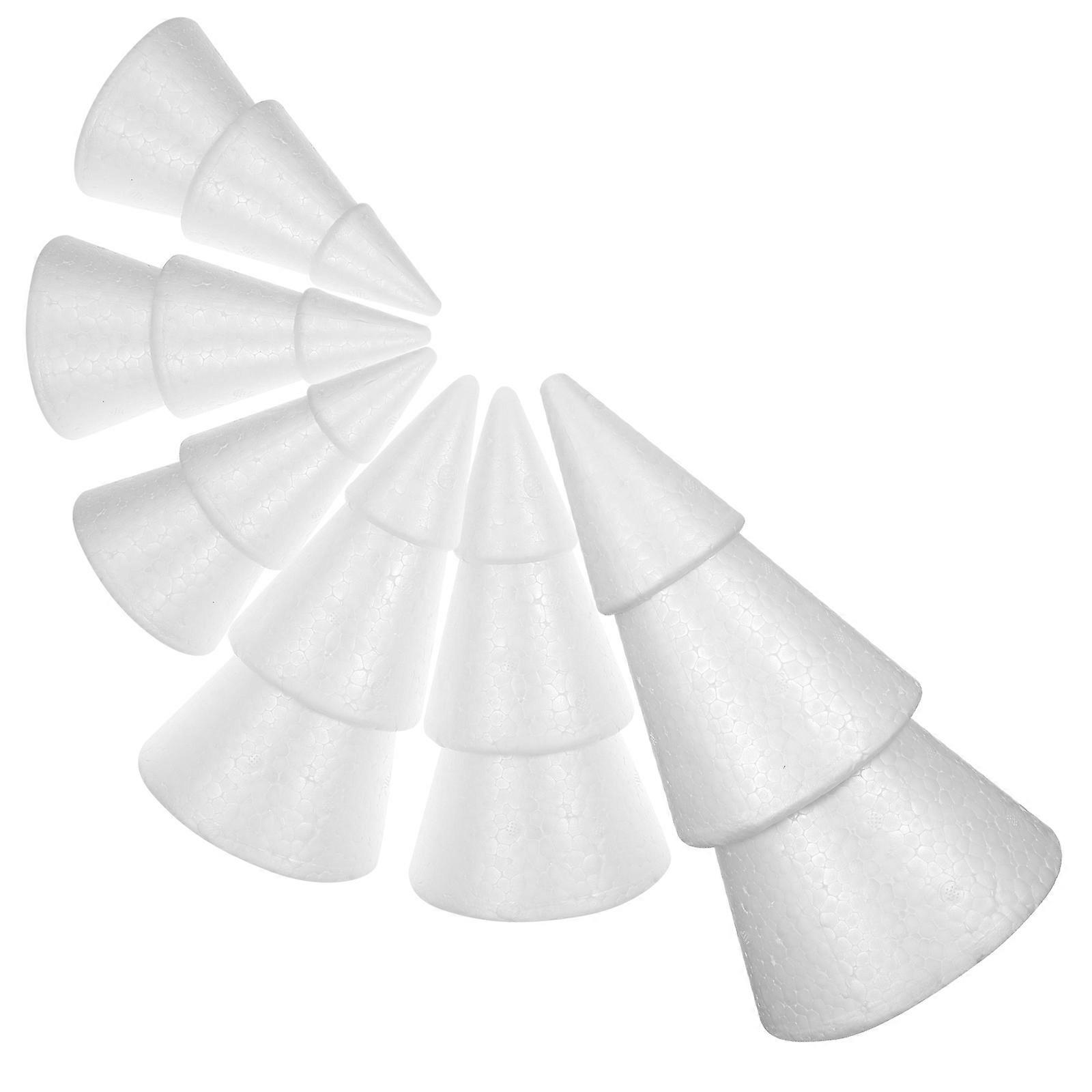 White Foam Christmas Tree Cones DIY Polystyrene Craft Decoration 12Pcs