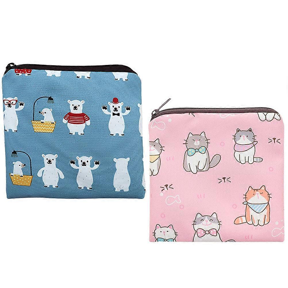 Travel Period Bag For Ladies 13X13CM Portable Storage Bag With Assorted Color 2Pcs