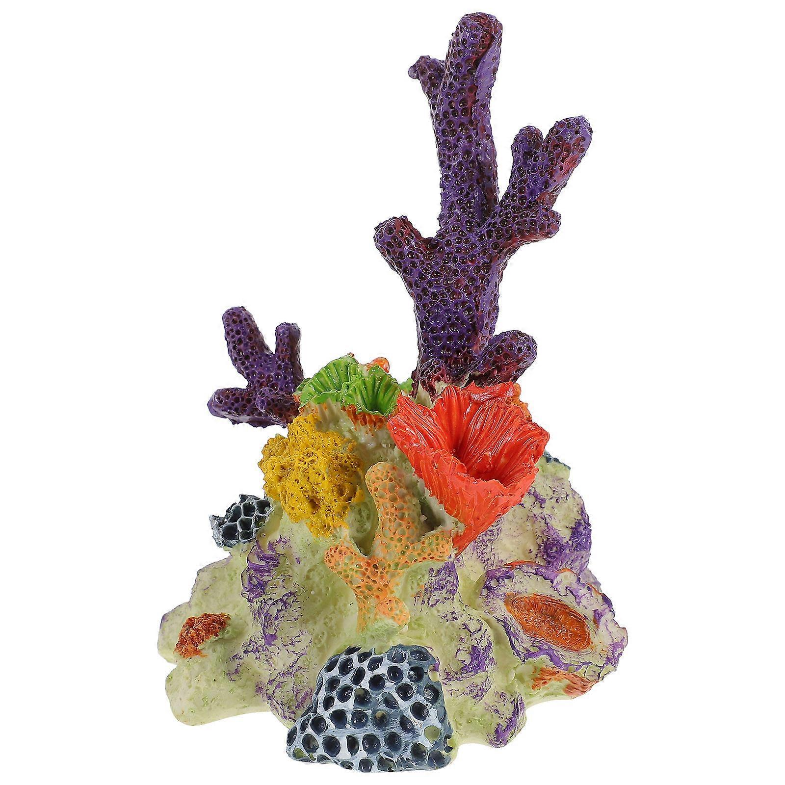 Fake Coral Reef 3Pcs Aquarium Decoration Resin Decor Suitable For Office And Aquarium Use With Size 14.2X9.8X9Cm