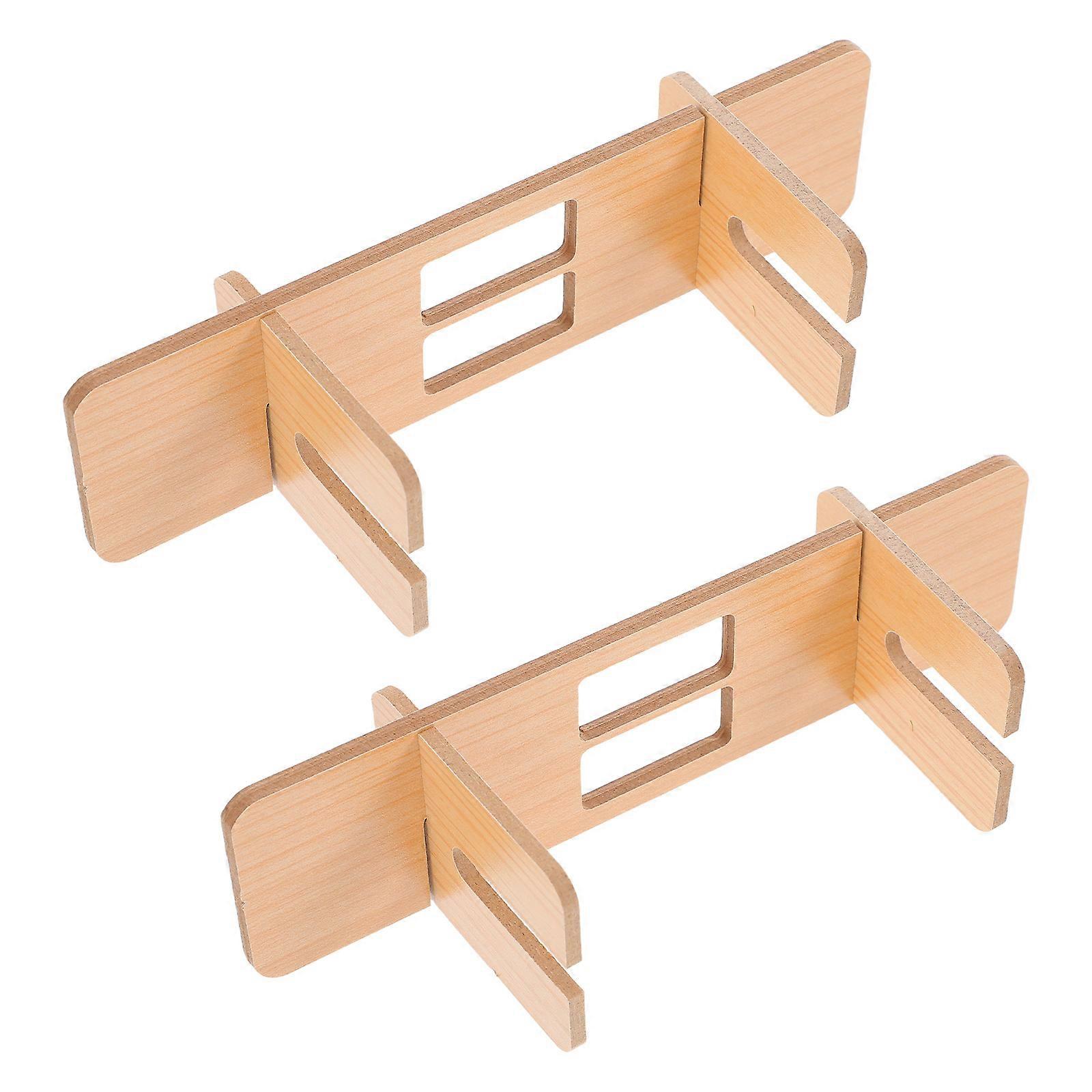 Japanese Fan Holder Wooden Stand for Display 2Pcs Brown Folding Fan