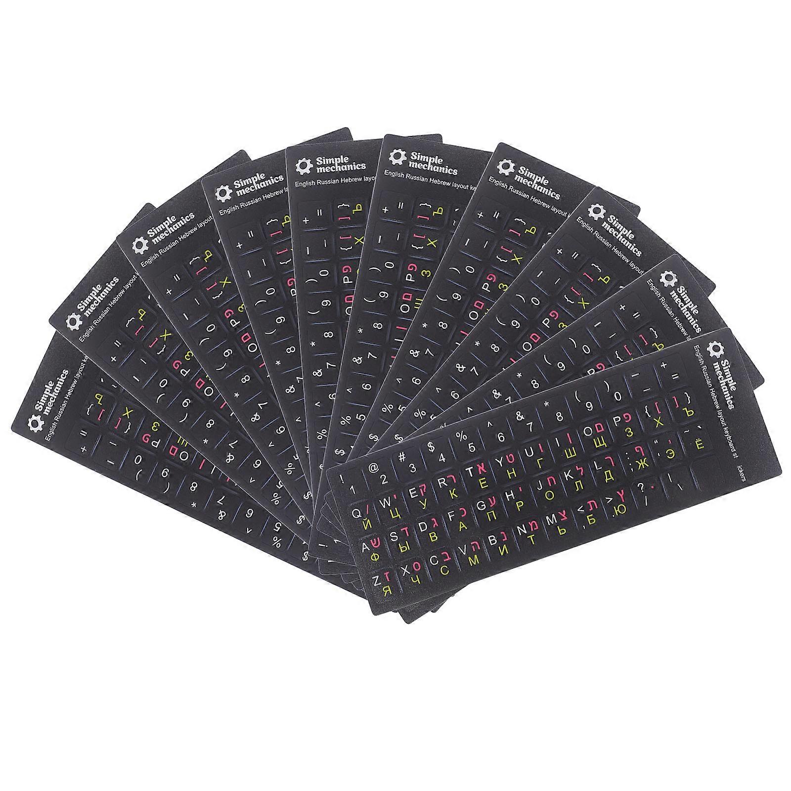 Typing Stickers for Keyboard English Hebrew Russian 40 Sheets Set
