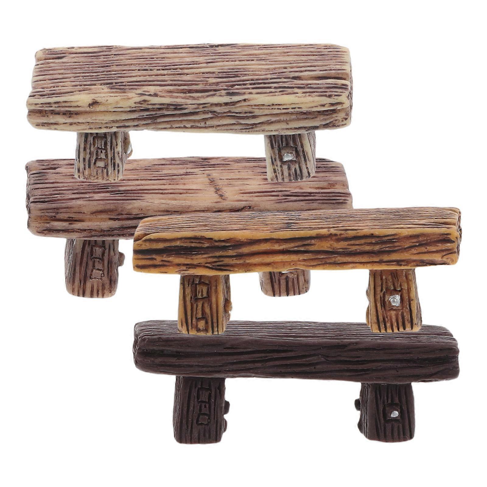 Retro Miniature Resin Bench Chair for Decoration 12Pcs Assorted Colors