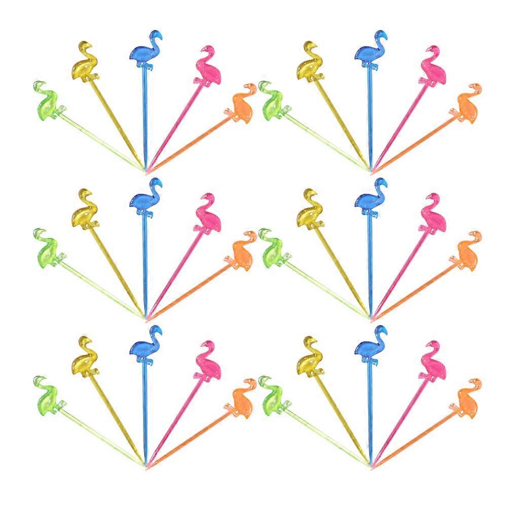 Hawaiian Cake Decor Flamingo Picks For Party Banquet Gathering Assorted Color 8.1*1.5cm 100Pcs