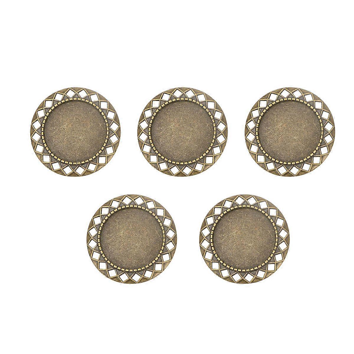 15 Pcs Alloy Jewelry Making Tray Round Bezel For Home Studio And DIY Enthusiasts Ideal For Craft Projects In Antique Cyan