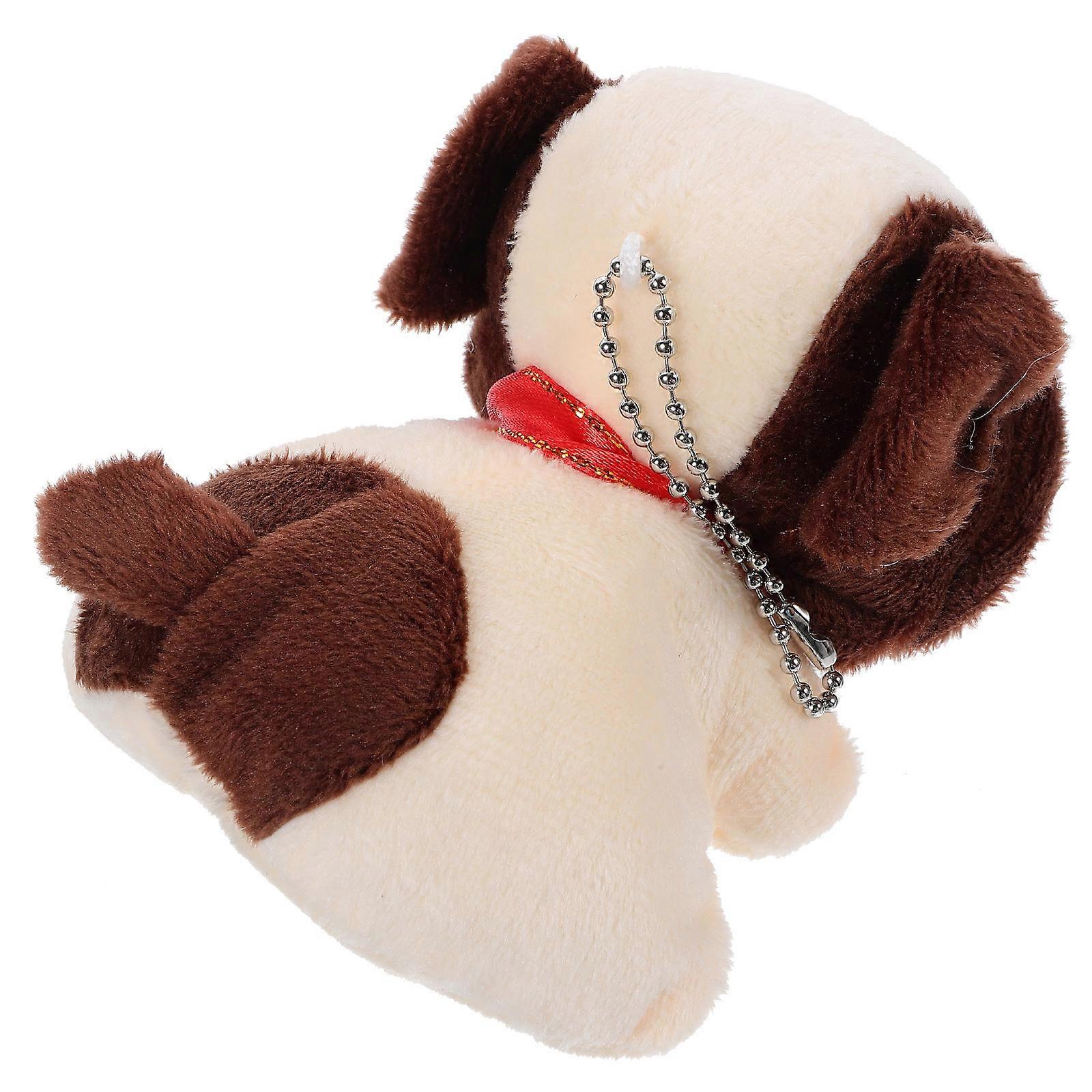 Brown Dog Plush Keychain for Hanging Keys 4Pcs Stuffed Animal Pendant