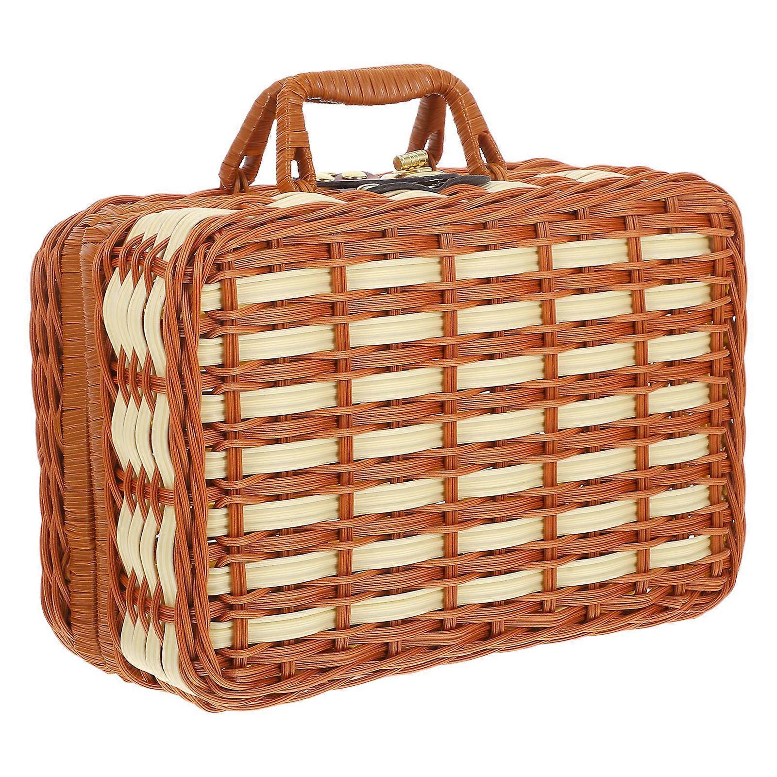 Wicker Suitcase Multipurpose Storage Box for Sundries Usage 2Pcs