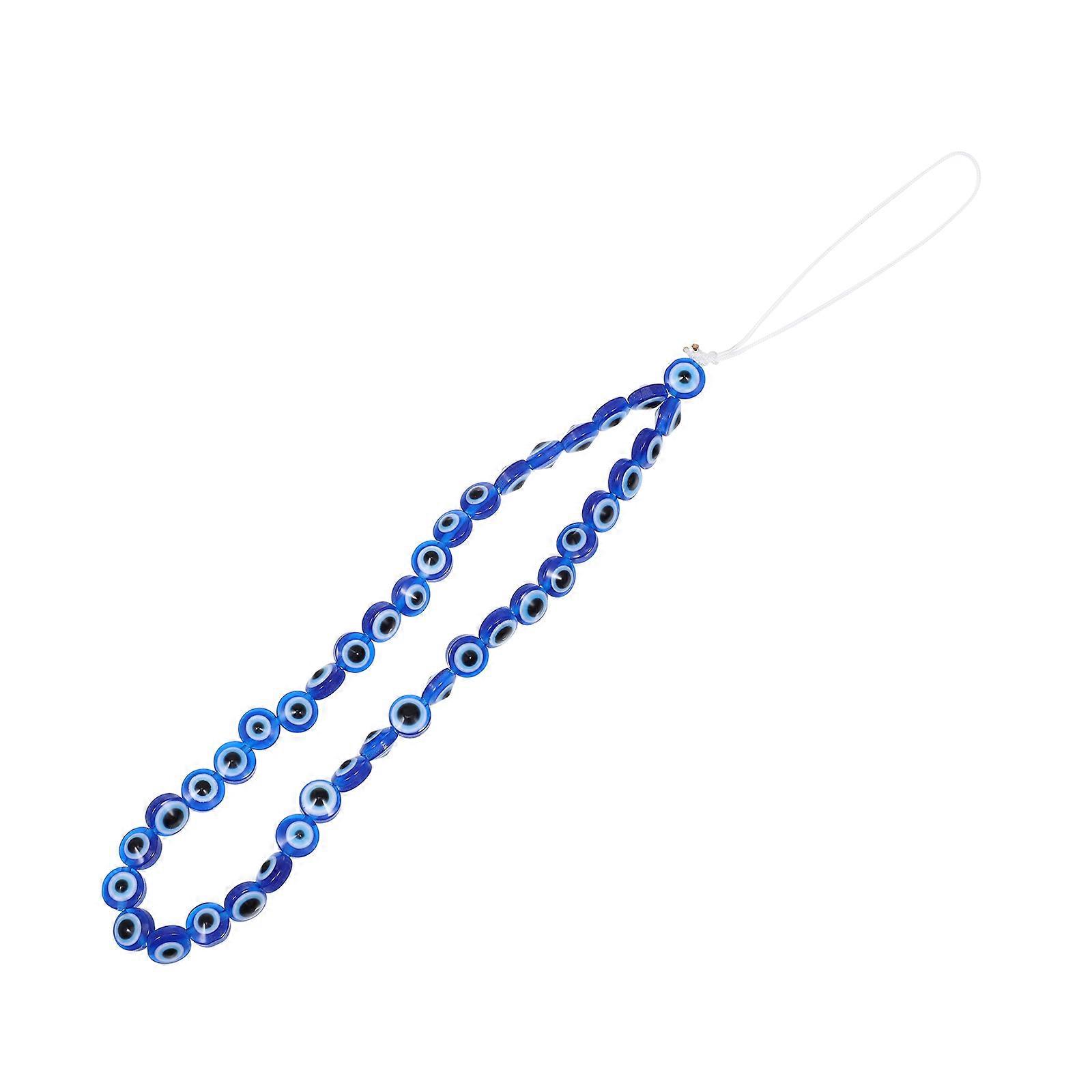 Mobile Phone Lanyards Evil Eye Beaded Hanging Rope for Anti-Lost 2Pcs Blue