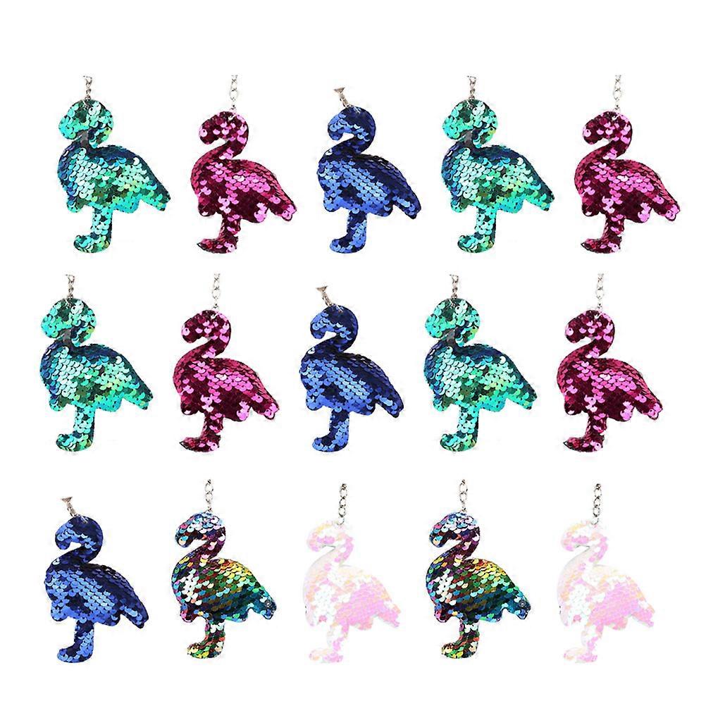 Flamingo Key Rings Shiny Key Chains for Hanging Keys 45Pcs Assorted Color
