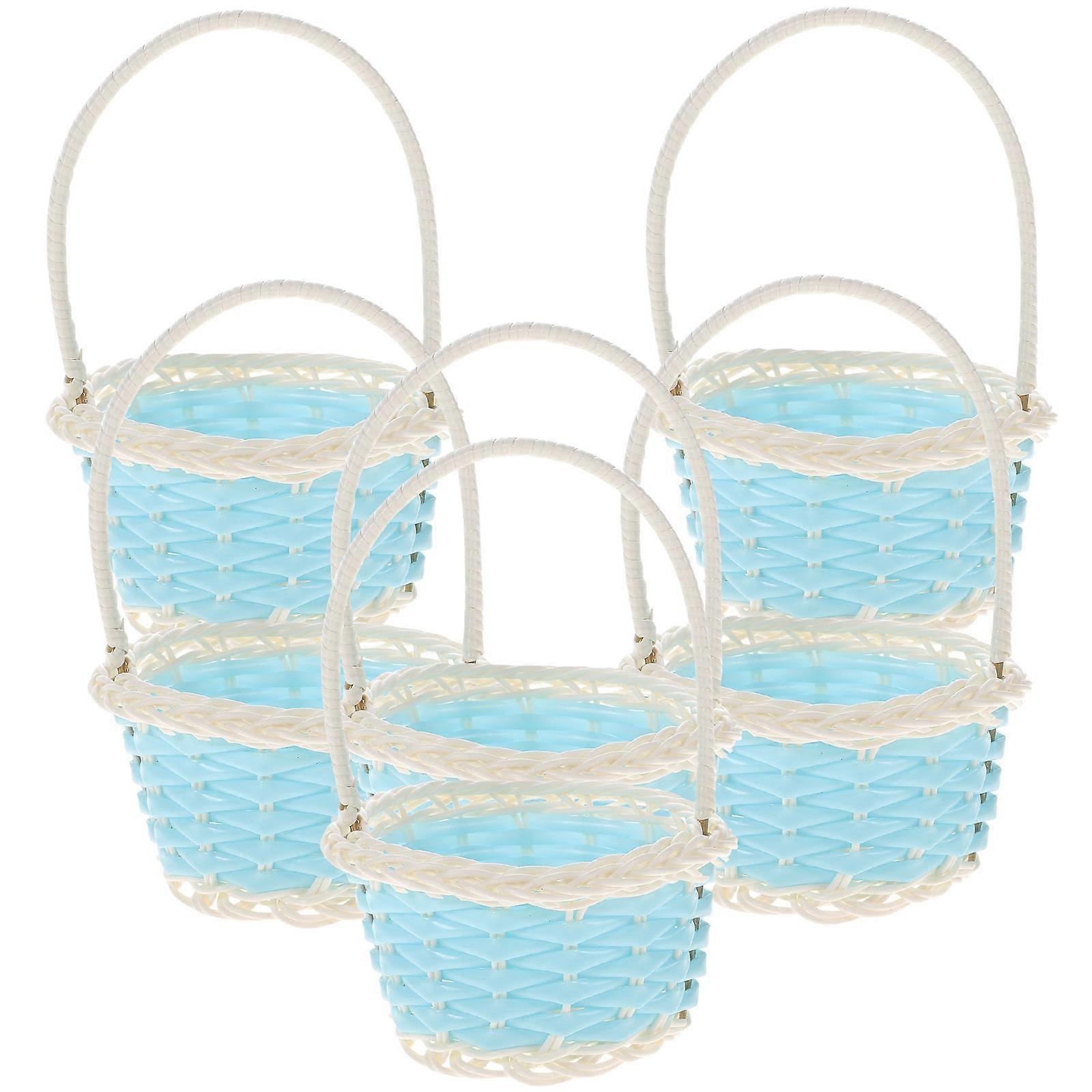 Rectangular 18 Pcs Tiny Plastic Baskets With Handles For Craft Activities And Easter Egg Holding In Stylish Blue