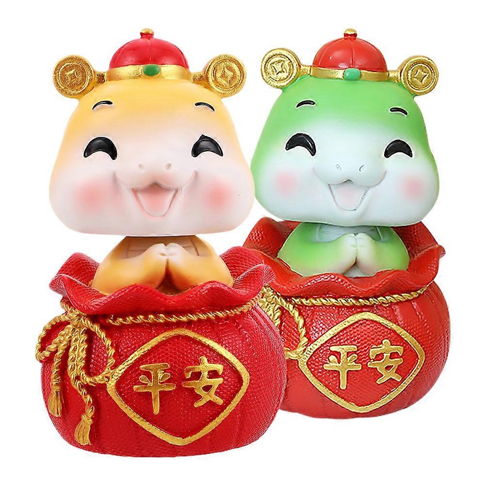 Lunar New Year Decorations Mini Snake Figurines Chinese Zodiac Year Of The Snake Statue 2025 Festive Atmosphere Enhancer 2Pcs
