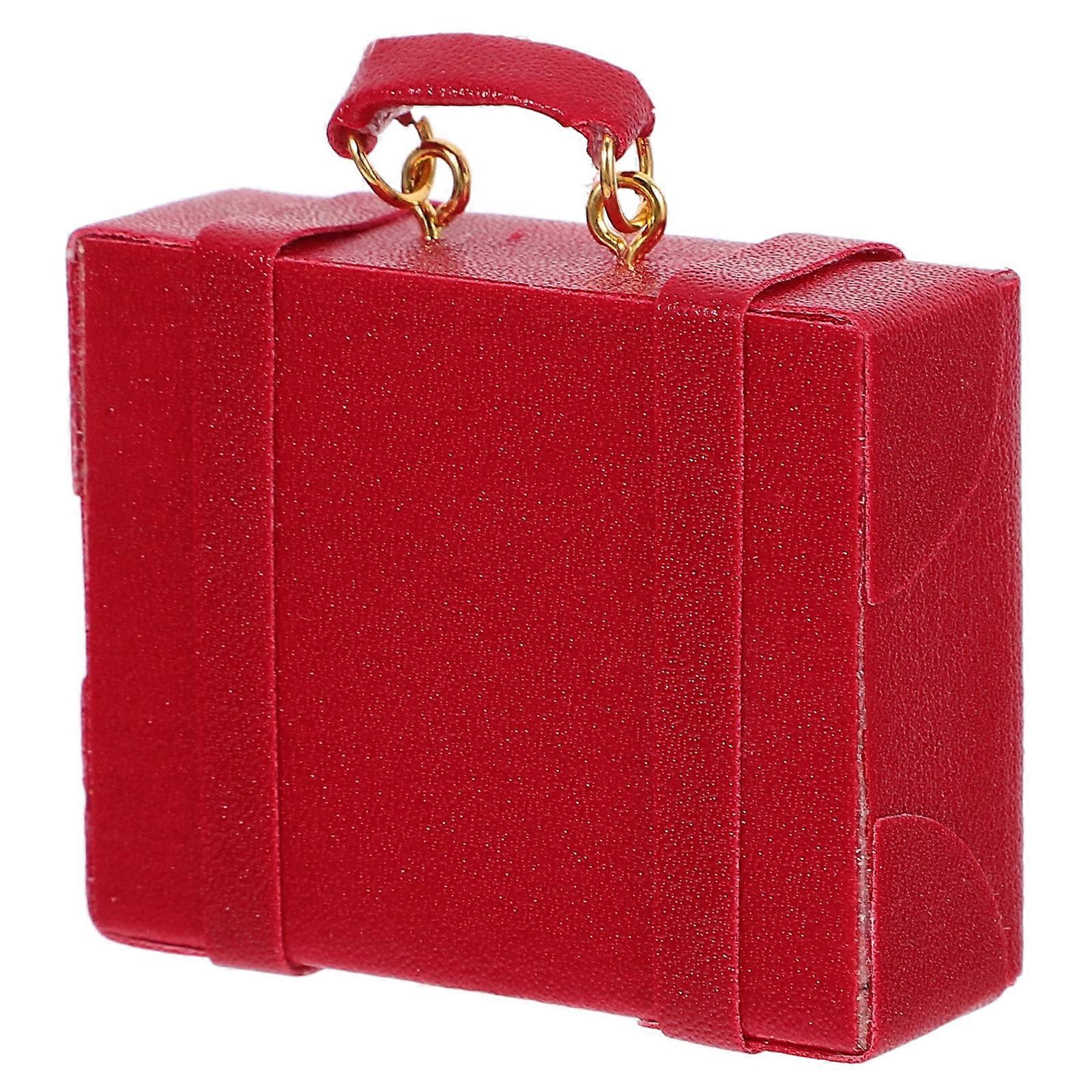 Miniature Briefcase Dollhouse Accessory for Decoration 2Pcs Red Cases