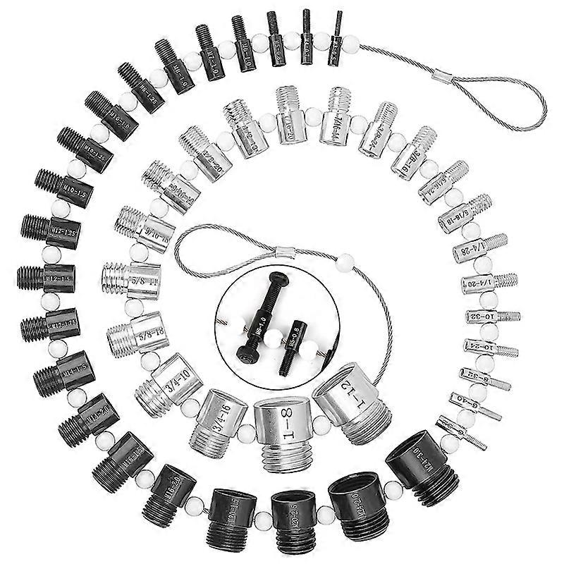 44Pcs Nut and Bolt Thread Checker-Thread Checker Standard and Metric