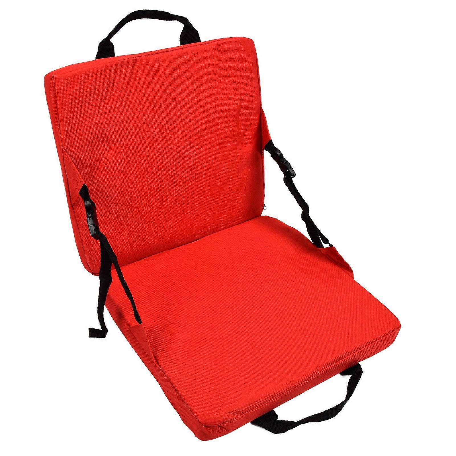 Chair Cushion Foldable Portable Soft Comfortable Seat Cushion with Backrest for Outdoor Camping Hiking Stadium OfficeRed